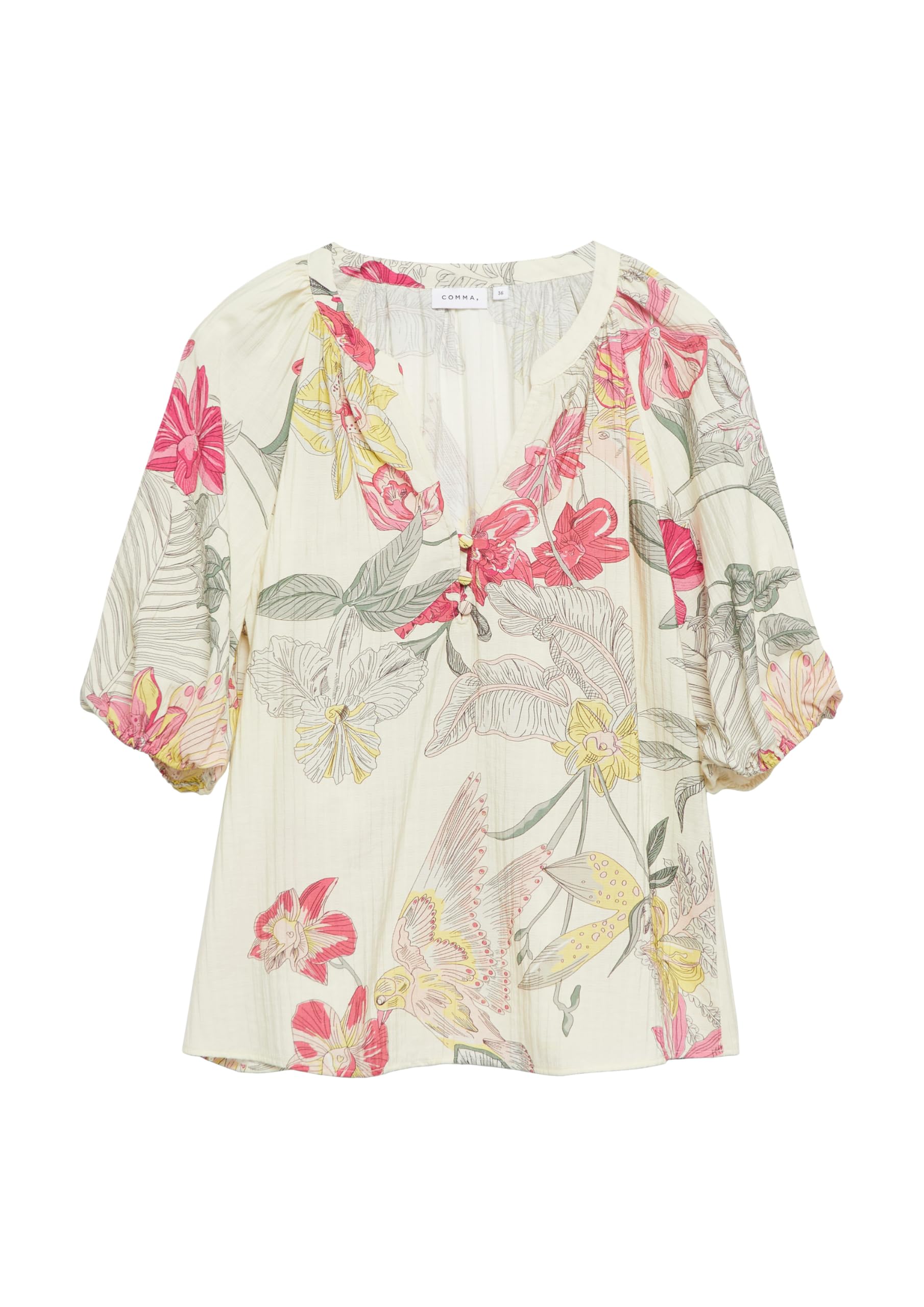 comma-bluse-tunika-ausschnitt-kurzarm-abstrakt-beige-gr-46 image 4