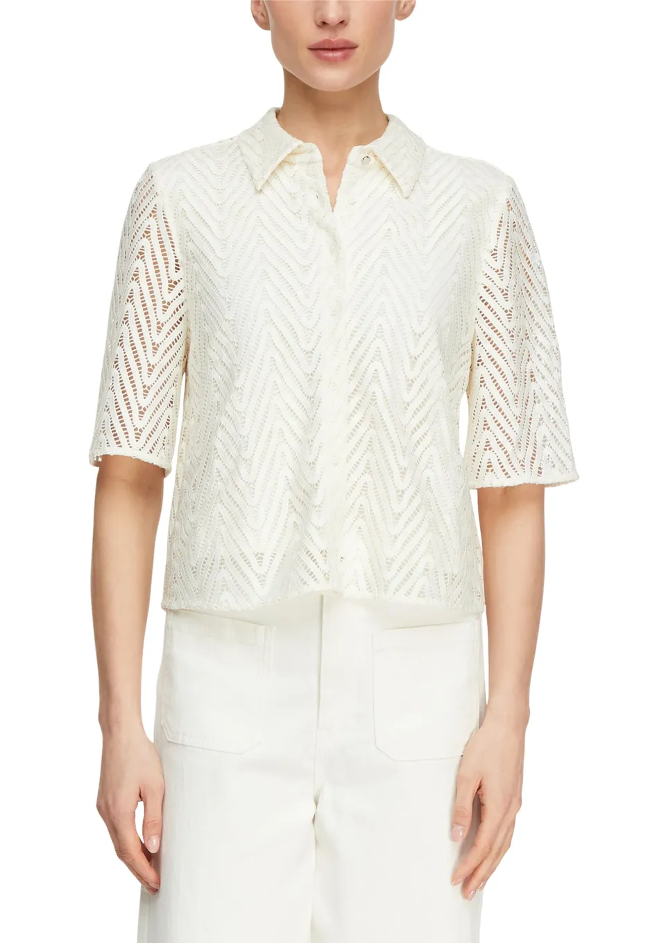 comma-blouses-damen-spitzenbluse-viskose-futter image 1