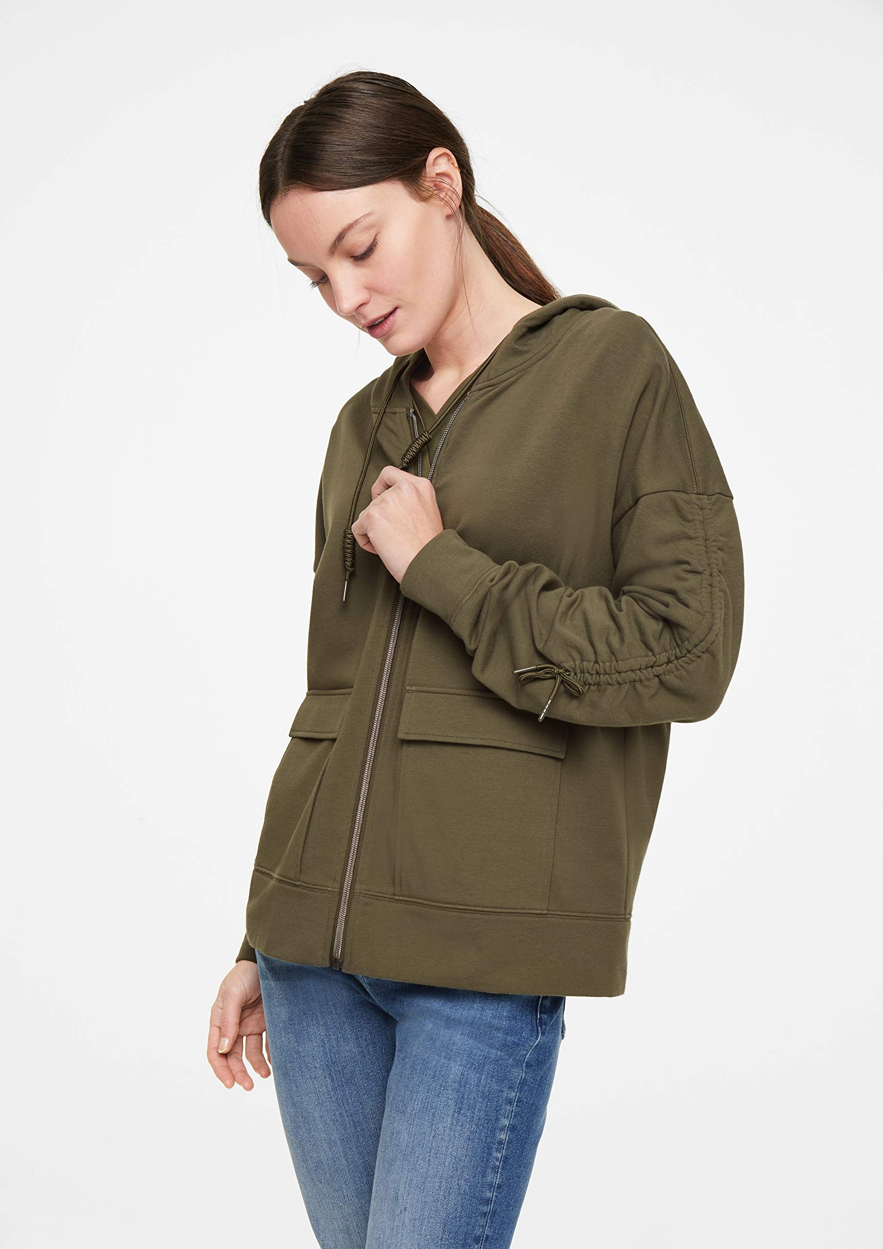 comma-casual-identity-sweatjacke-khaki-kapuze-34 image 4