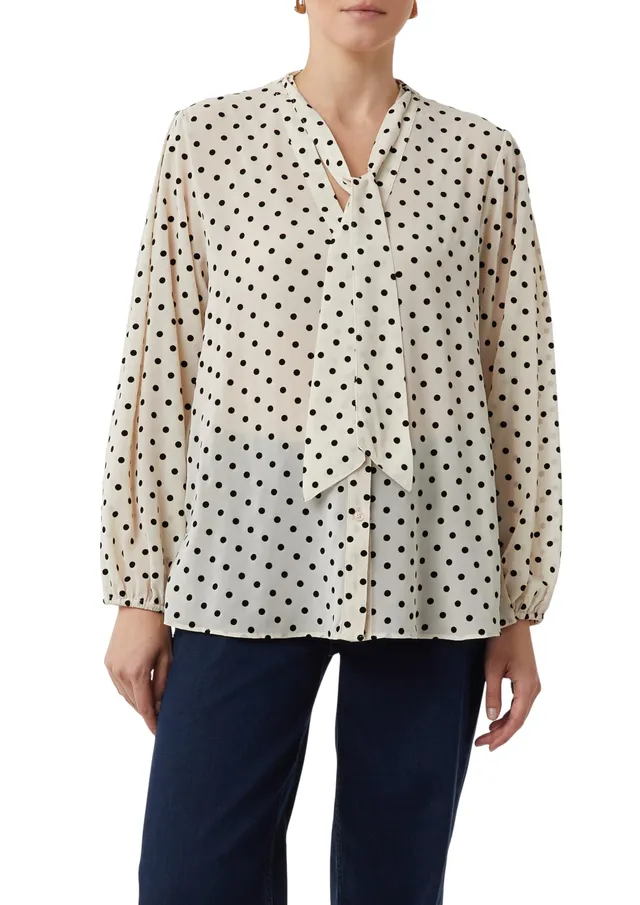 comma-schluppenbluse-chiffon-polka-dot-flockprint image 1