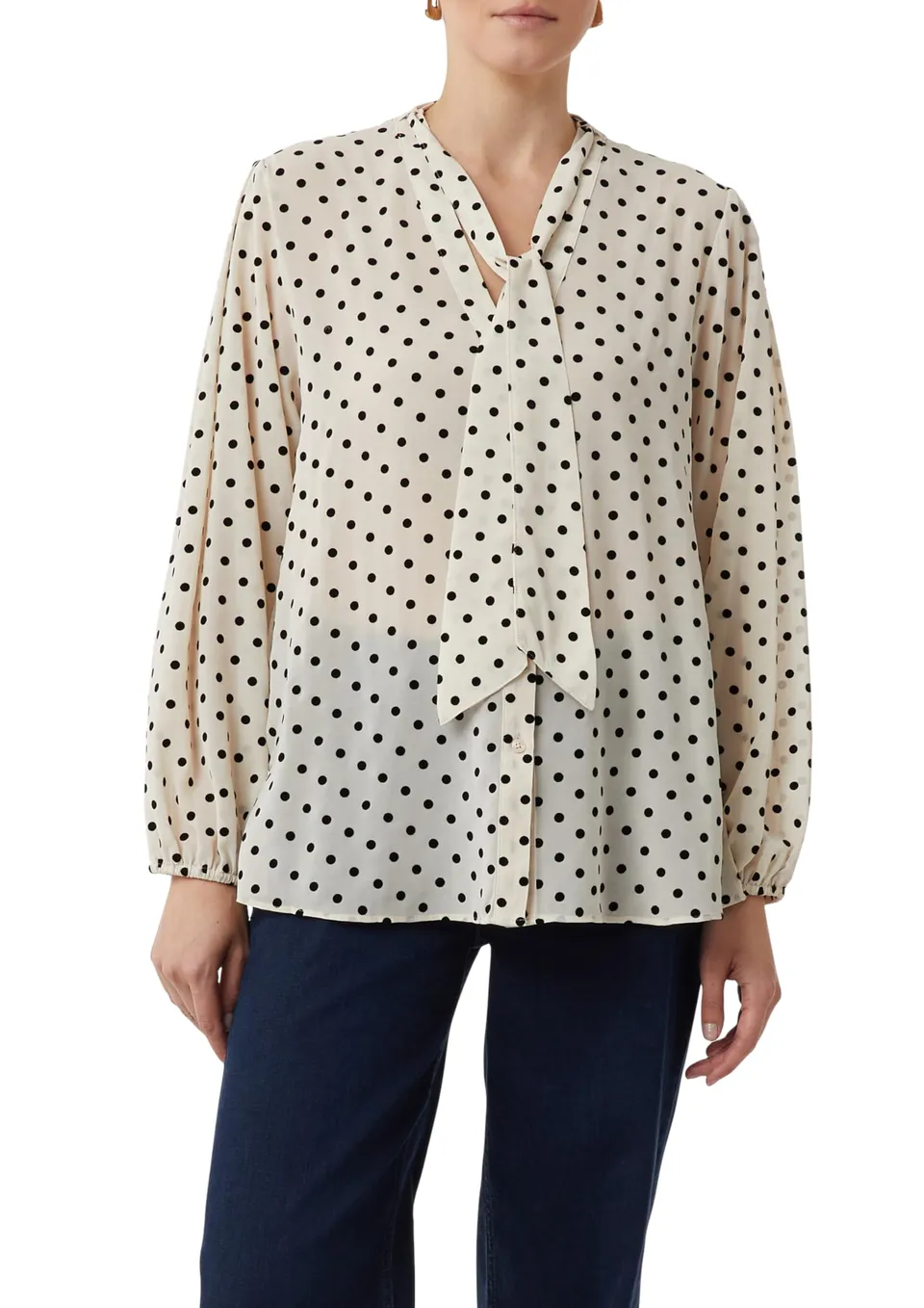 comma-schluppenbluse-chiffon-polka-dot-flockprint image 1