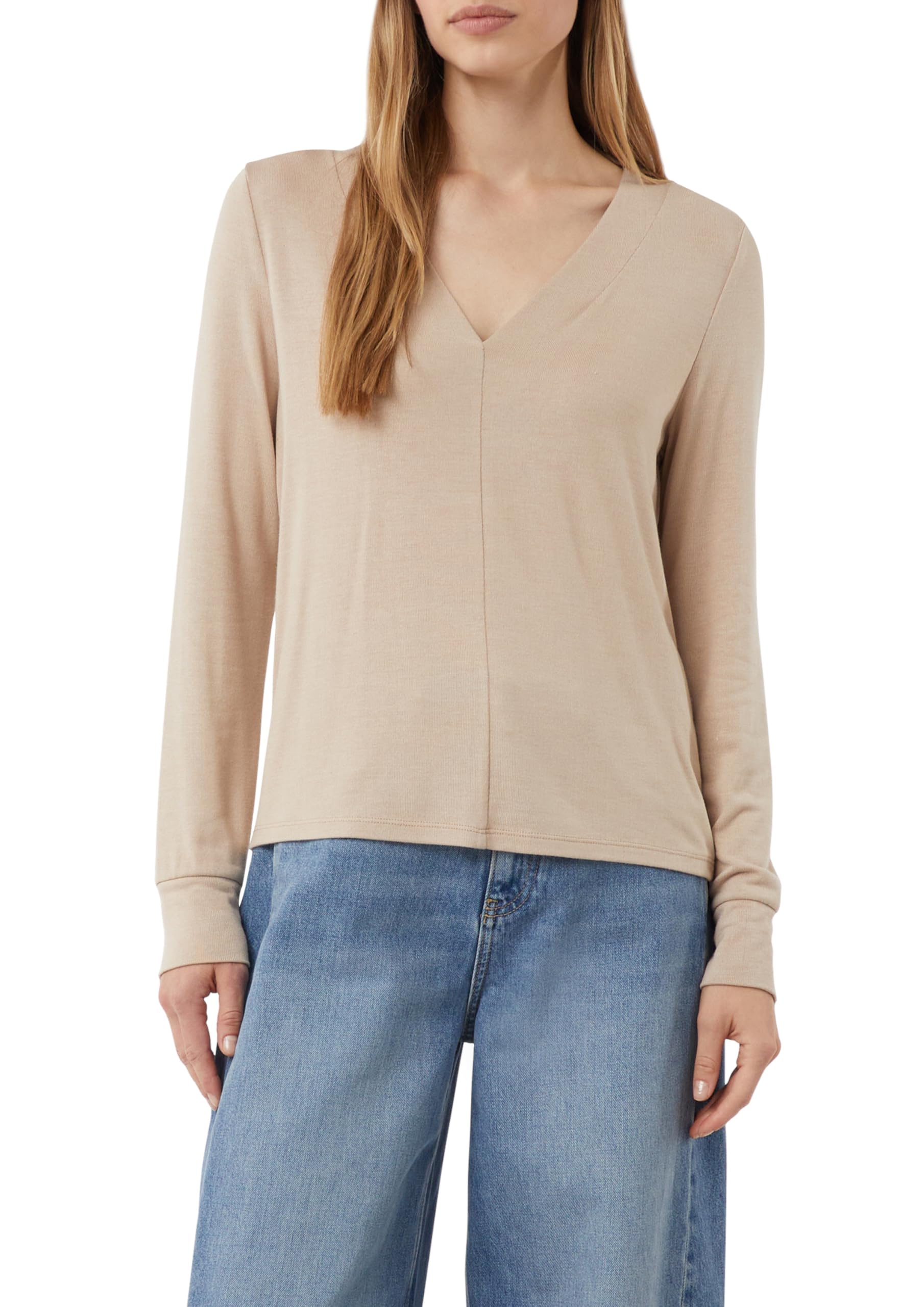 comma-tops-langarmshirt-viskosemix-v-ausschnitt-bordeaux image 8