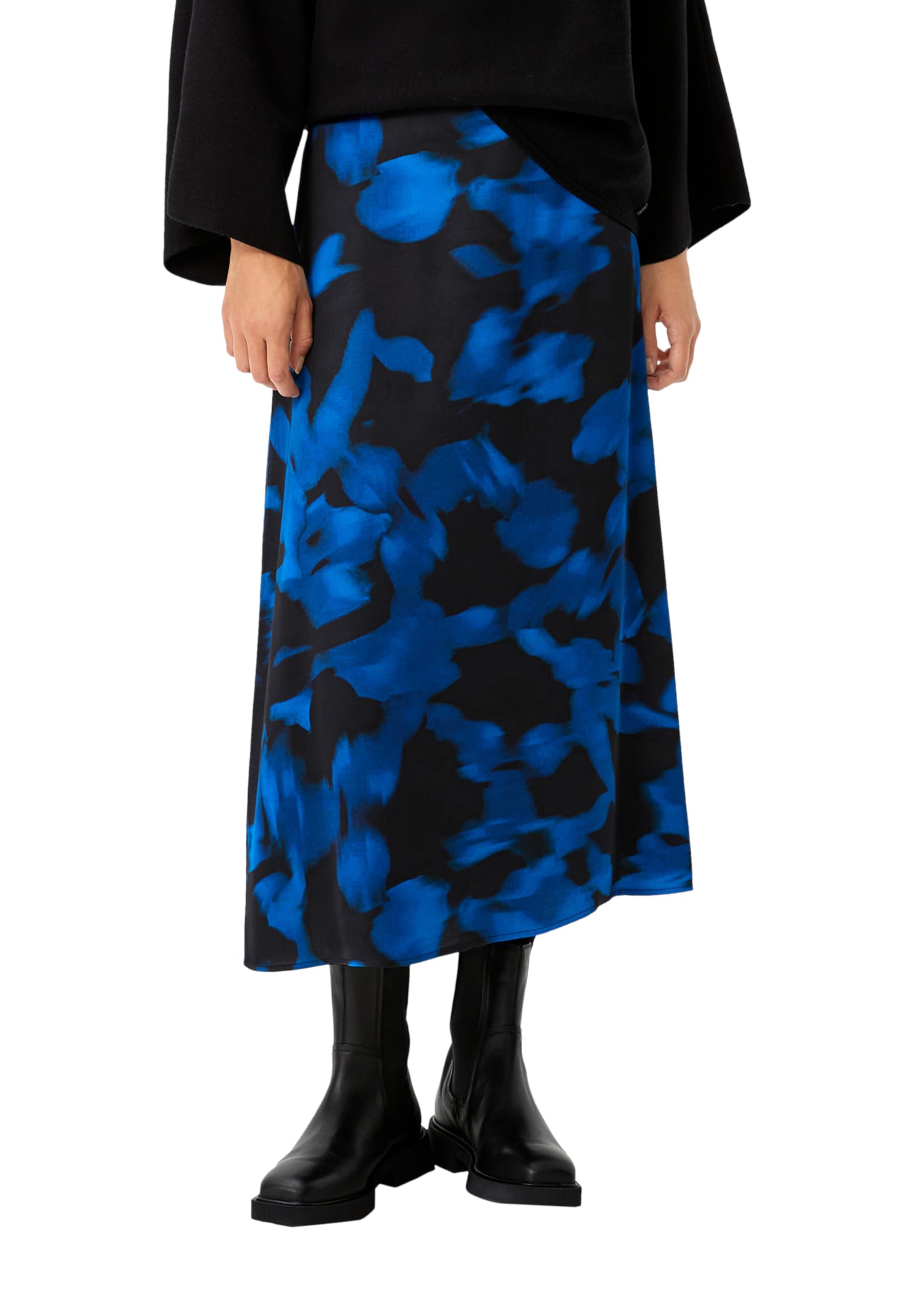 comma-satinrock-all-over-print-damen-rock-schwarz-muster image 1