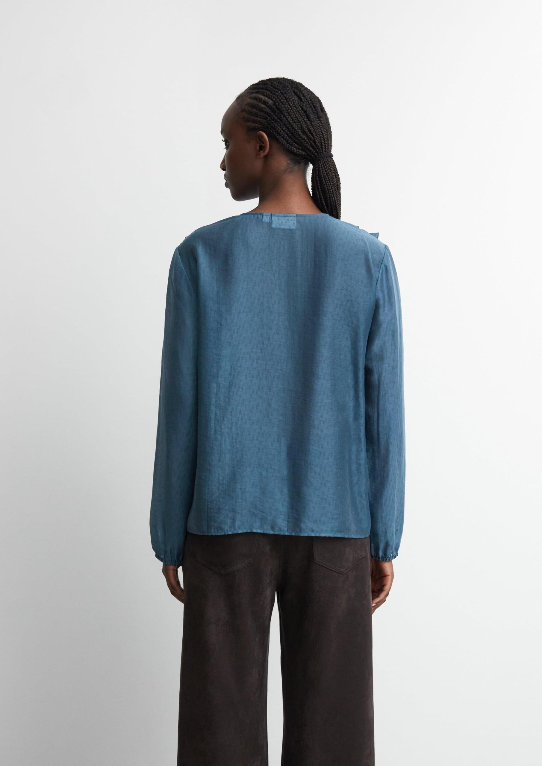 comma-bluse-jacquard-damen-gr-44-v-ausschnitt-langarm-petrol image 7
