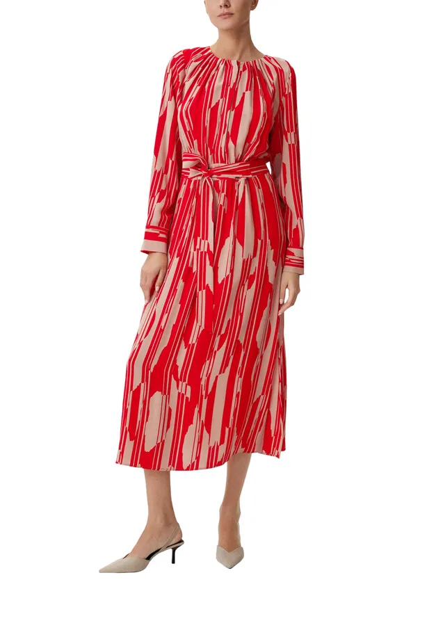 comma-maxikleid-viskose-cr-pe-allover-print-g-rtel image 1