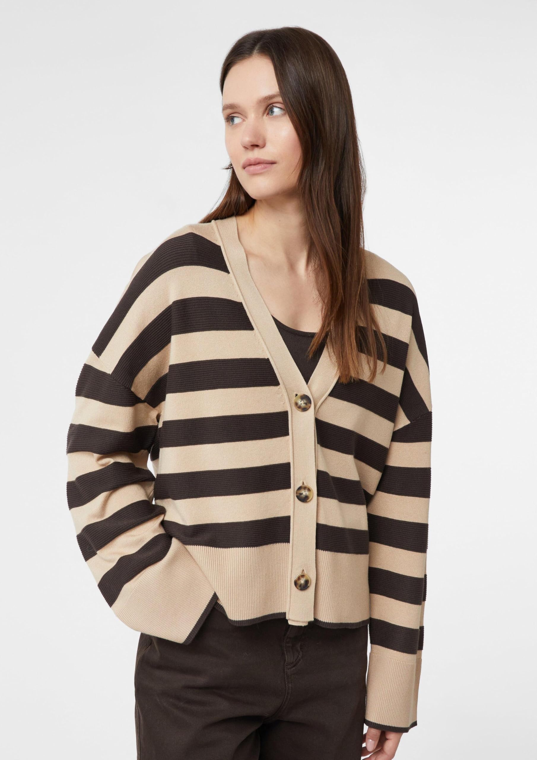 comma-cardigan-gestreift-damen-boxy-strickjacke-creme-beige image 6