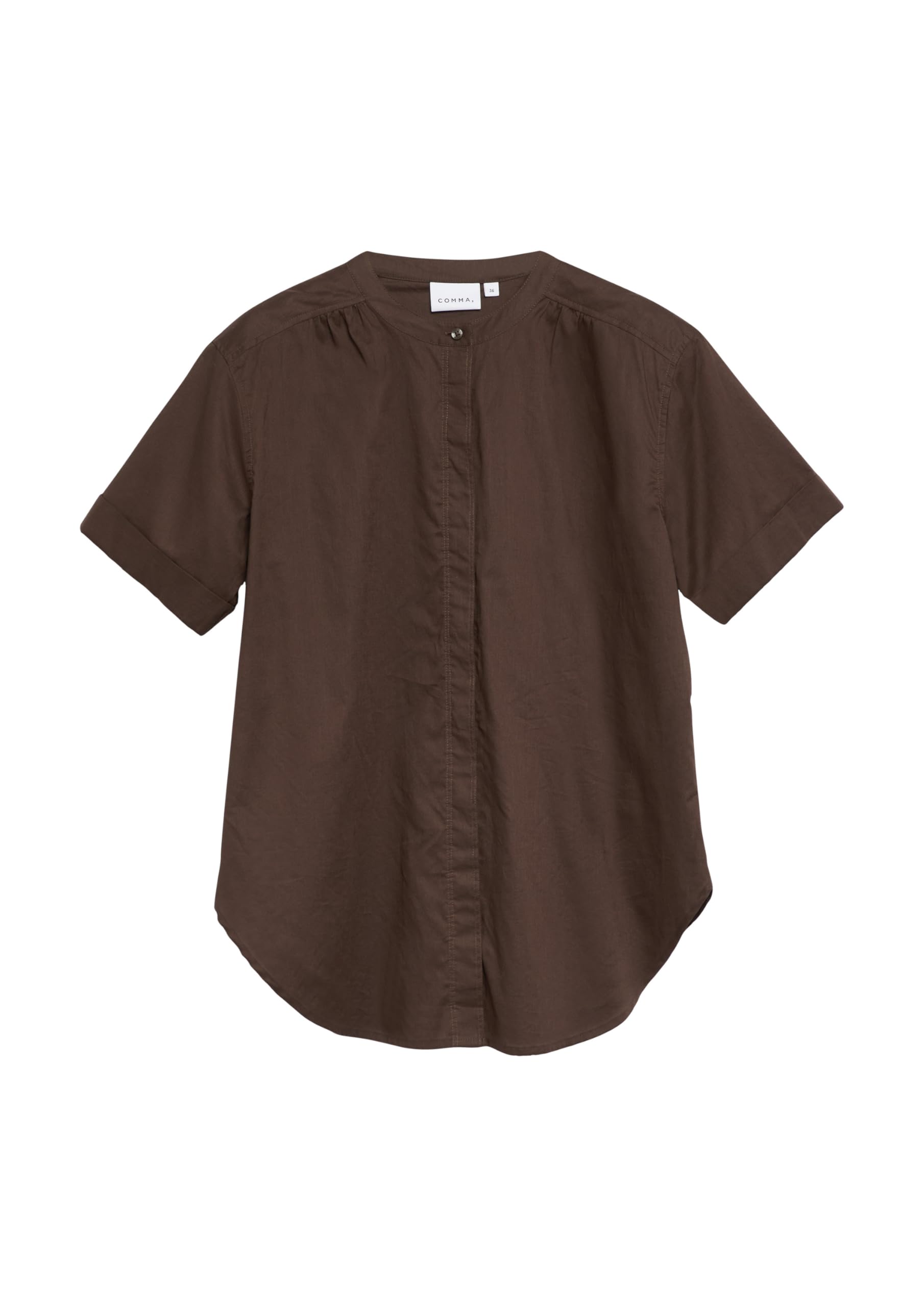 comma-blouses-stehkragen-bluse-kurzarm-baumwolle-damen image 4