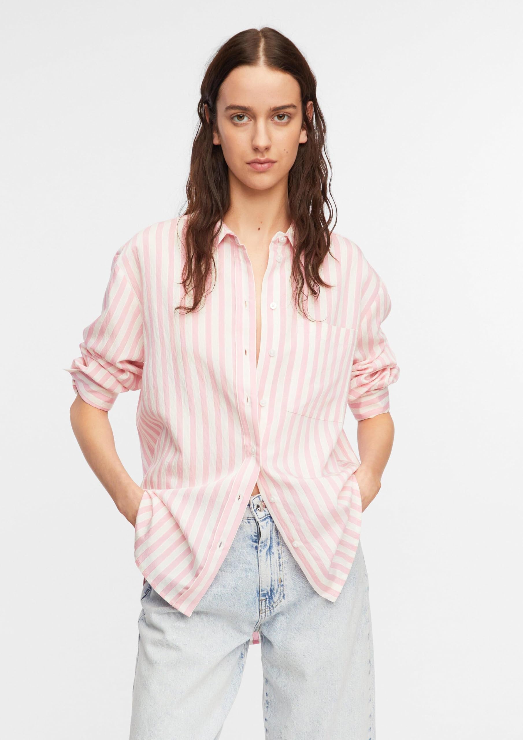 comma-damen-bluse-streifen-hemdkragen-rosa-gr-e-34 image 6