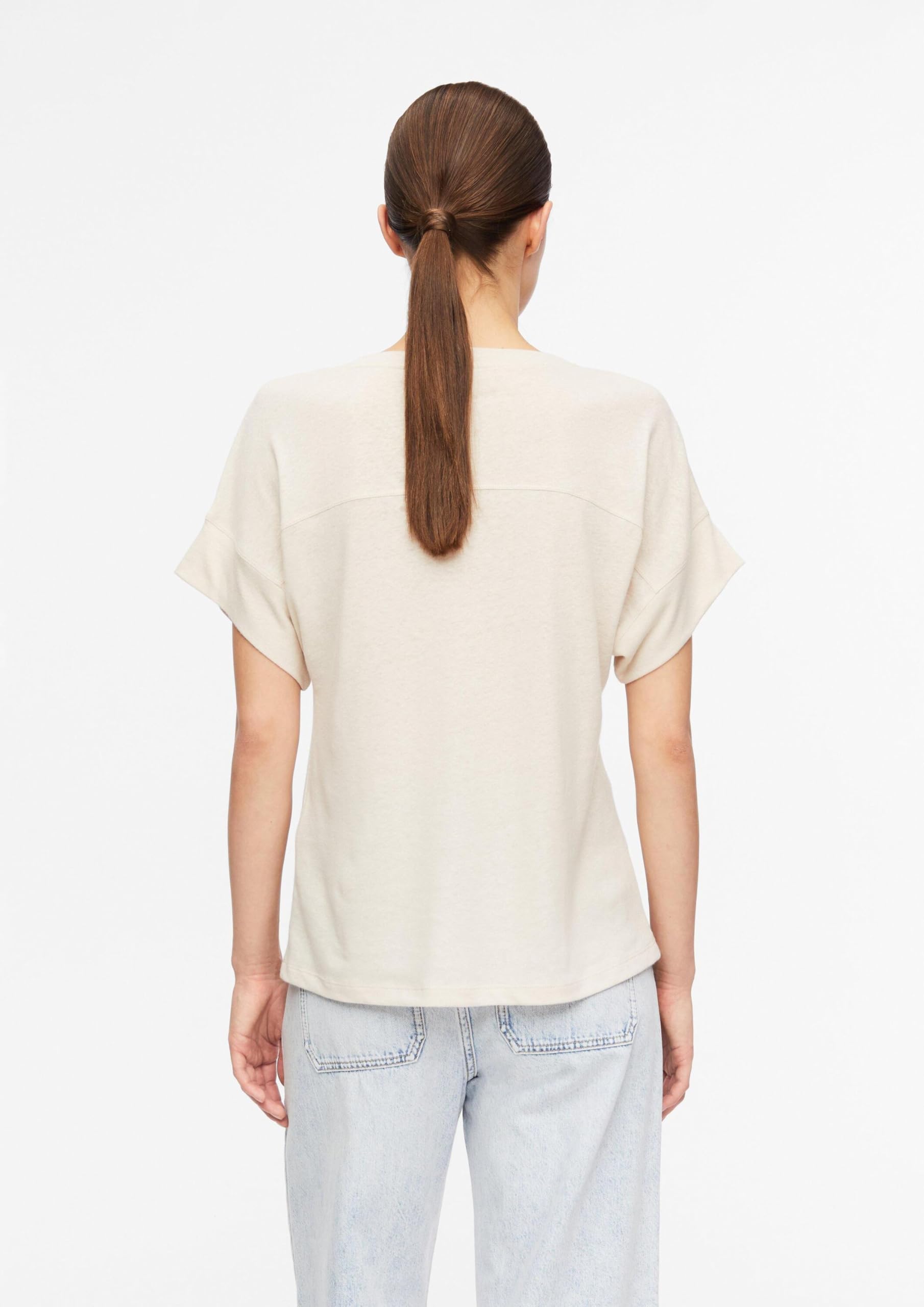 comma-t-shirt-leinenmix-v-ausschnitt-creme image 7