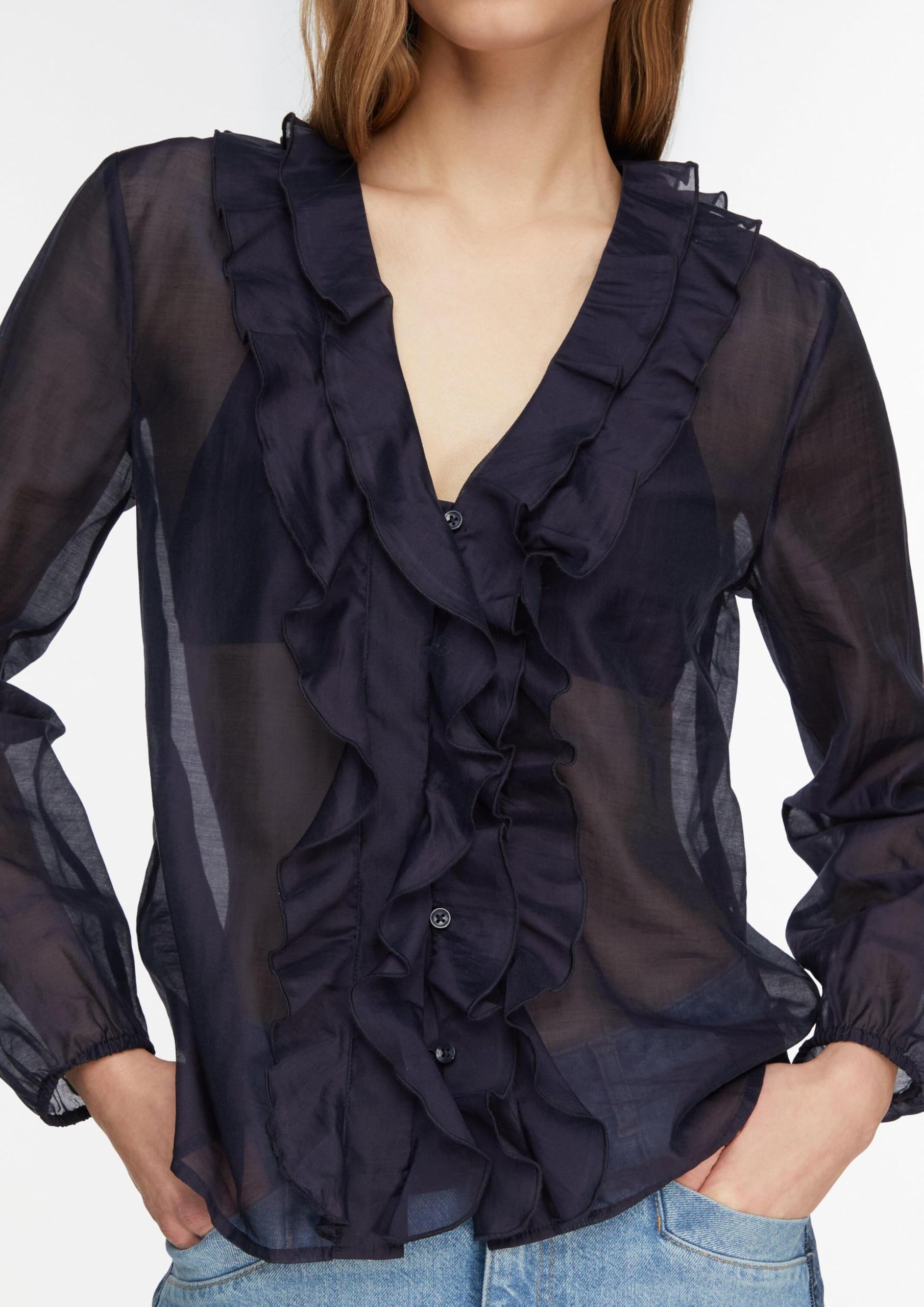 comma-lyocell-bluse-v-ausschnitt-gr-40-navy image 5