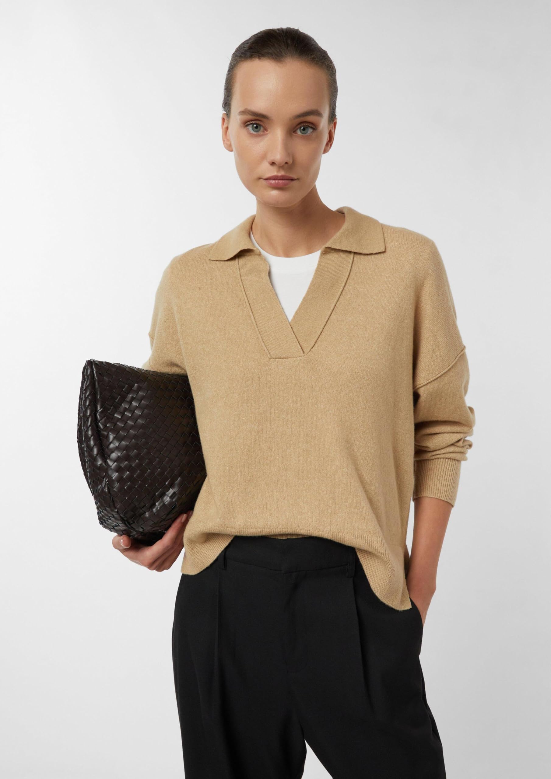 comma-strickpullover-polokragen-relaxed-fit-sandstein image 7