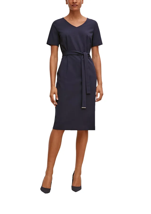 comma-kleid-etuikleid-navy-v-ausschnitt-gr-40 image 1