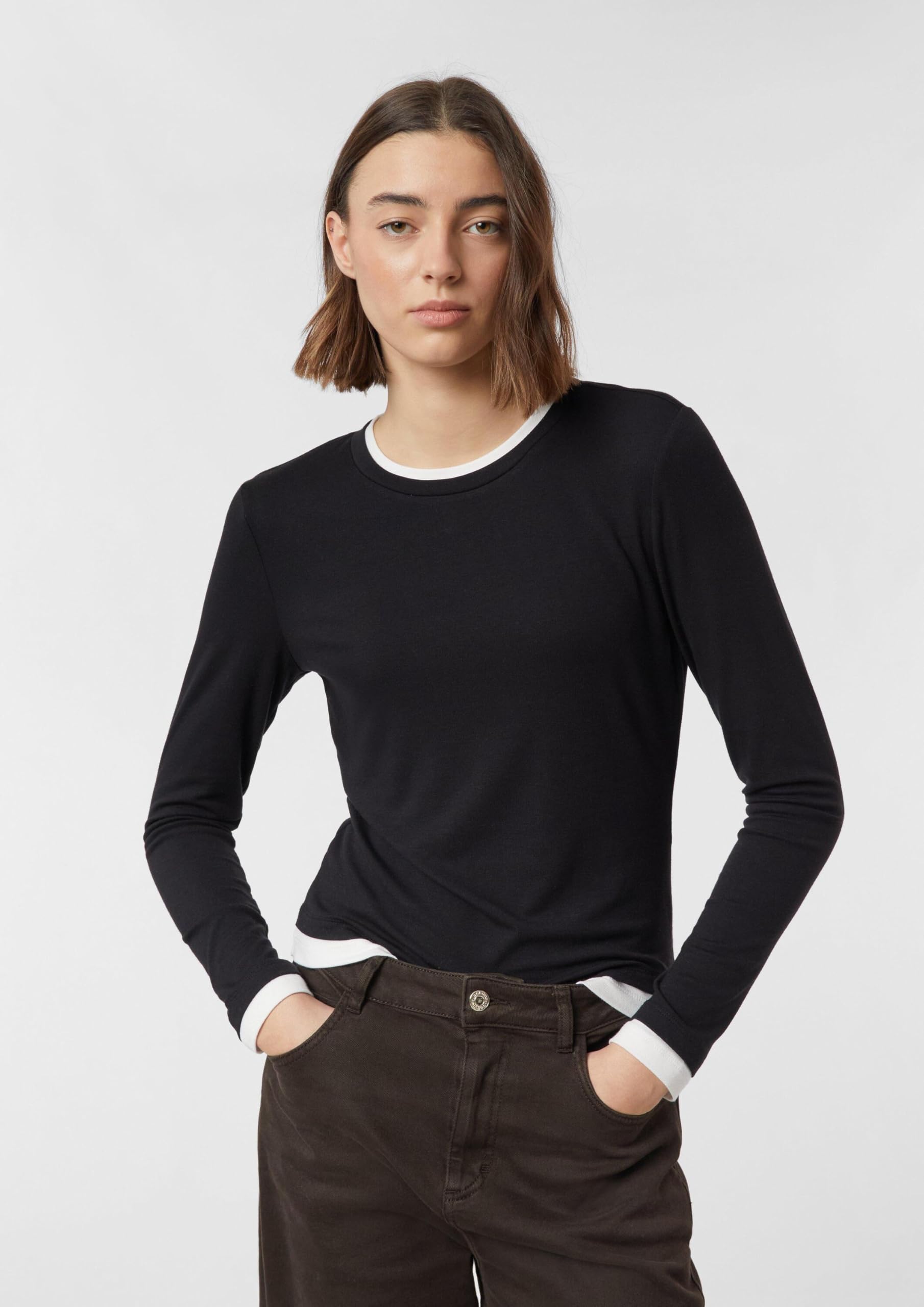 comma-langarm-shirt-viskose-top-wei-38-slim-fit image 5