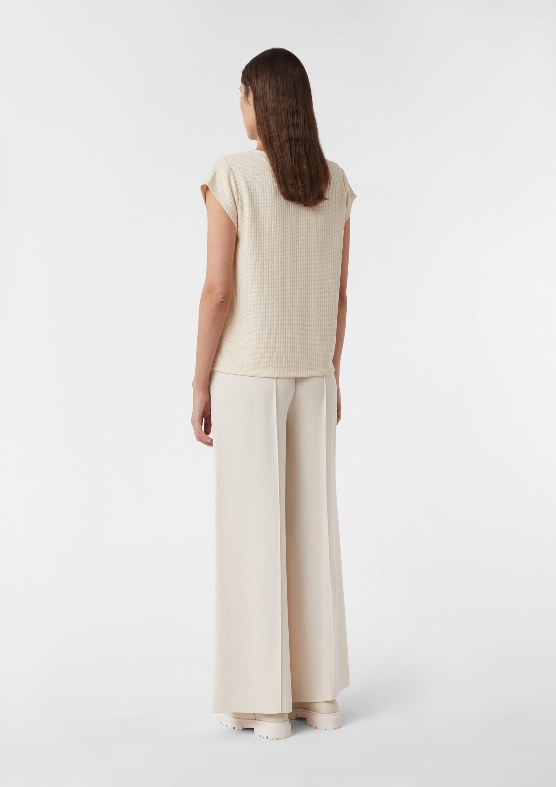 comma-jersey-t-shirt-v-ausschnitt-gr-34-beige-strukturiert image 7