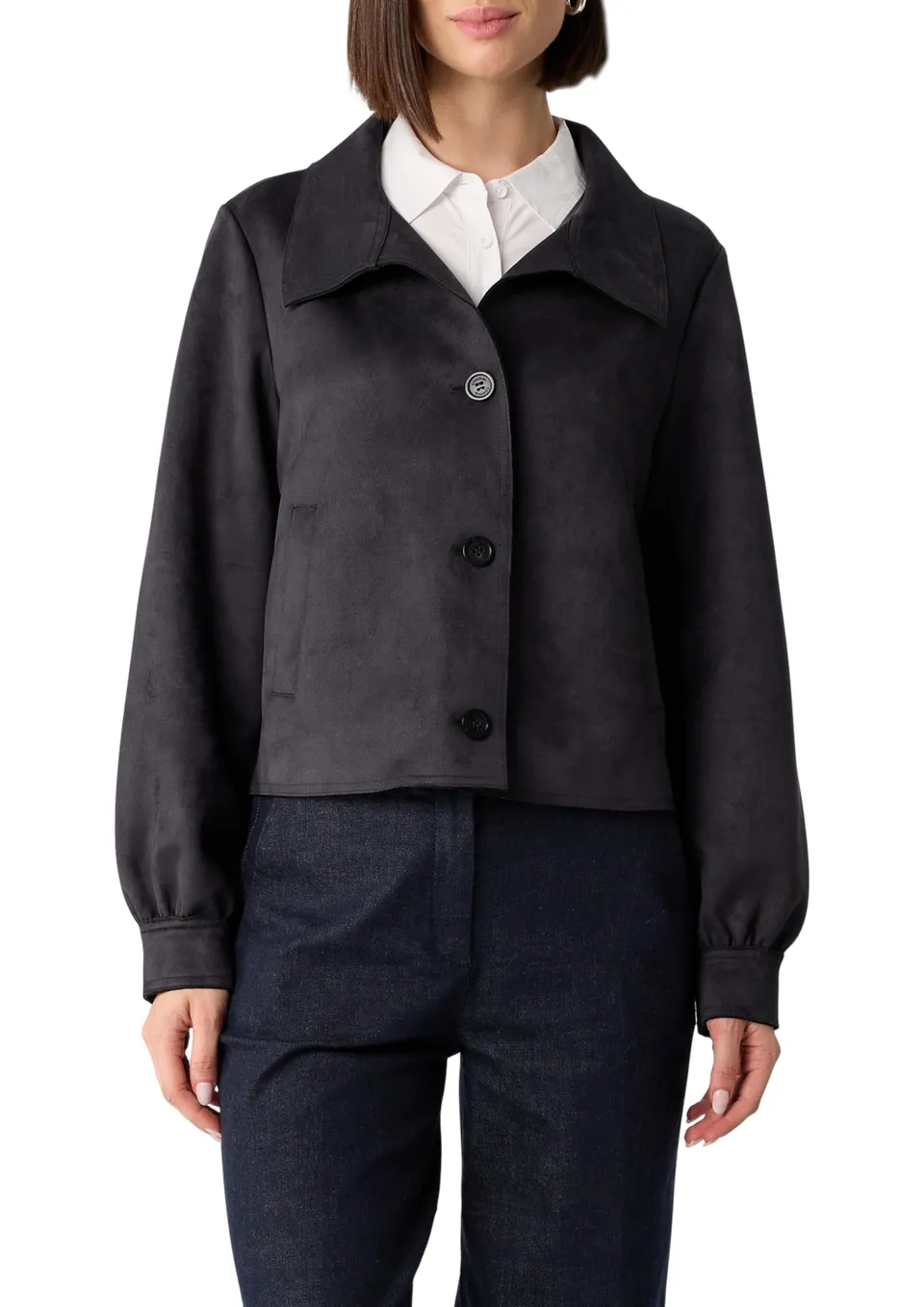 comma-jacke-damen-velourslederoptik-kurz-gr-34 image 1