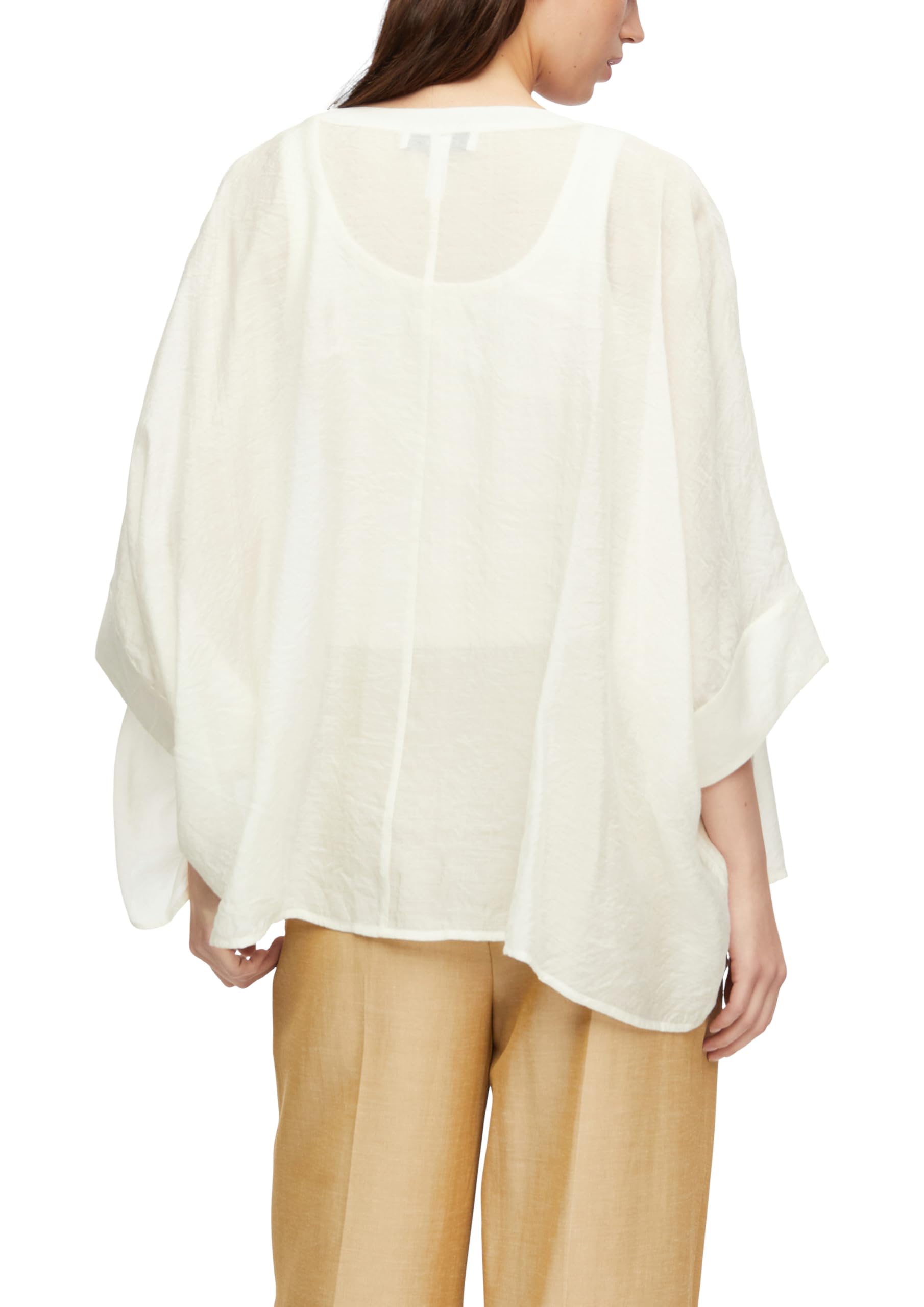 comma-poncho-bluse-chiffon-bluse-helles-beige-l-halbtransparent image 2