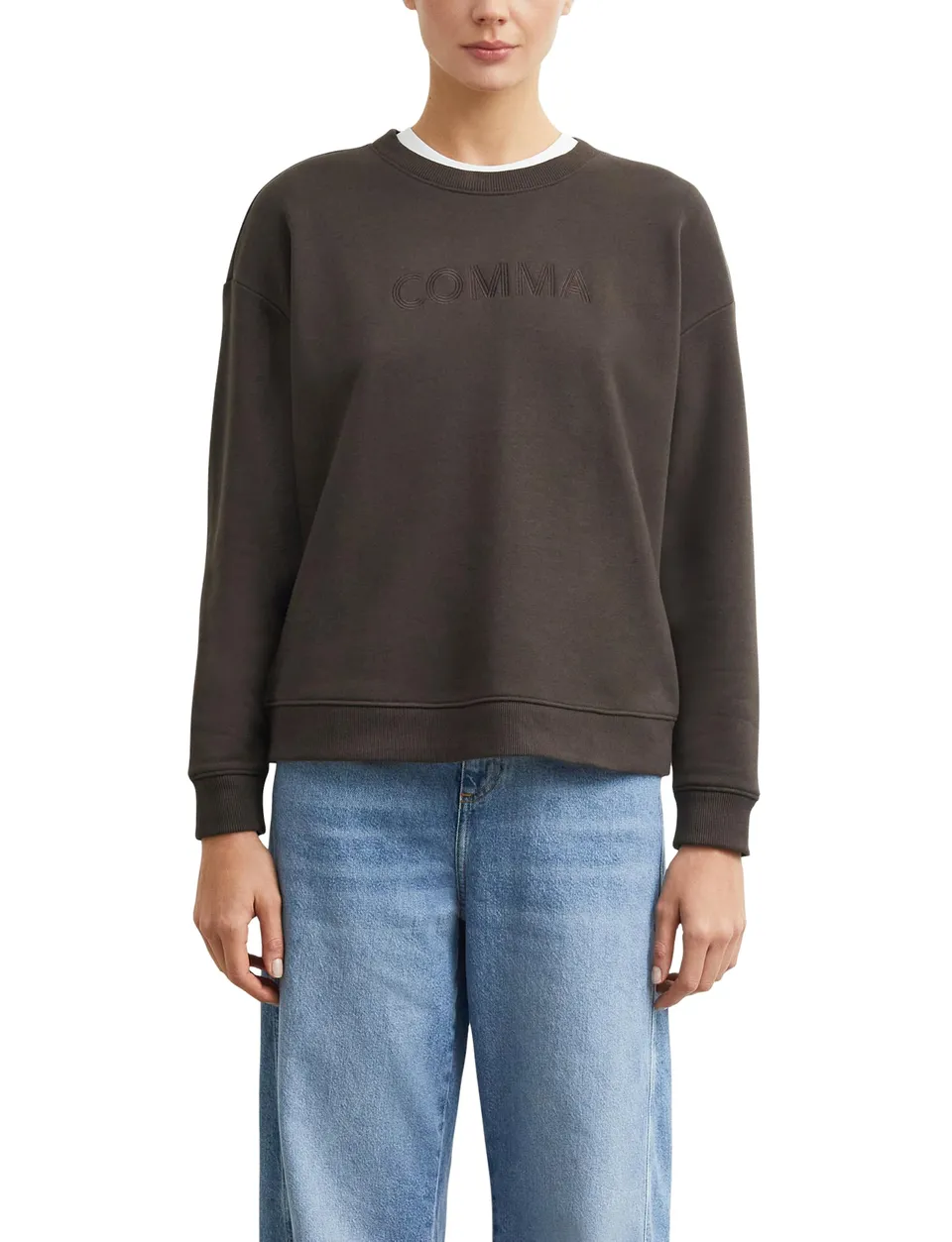 comma-sweatshirt-rundhals-relaxed-fit-gr-40-mit-stickerei image 1