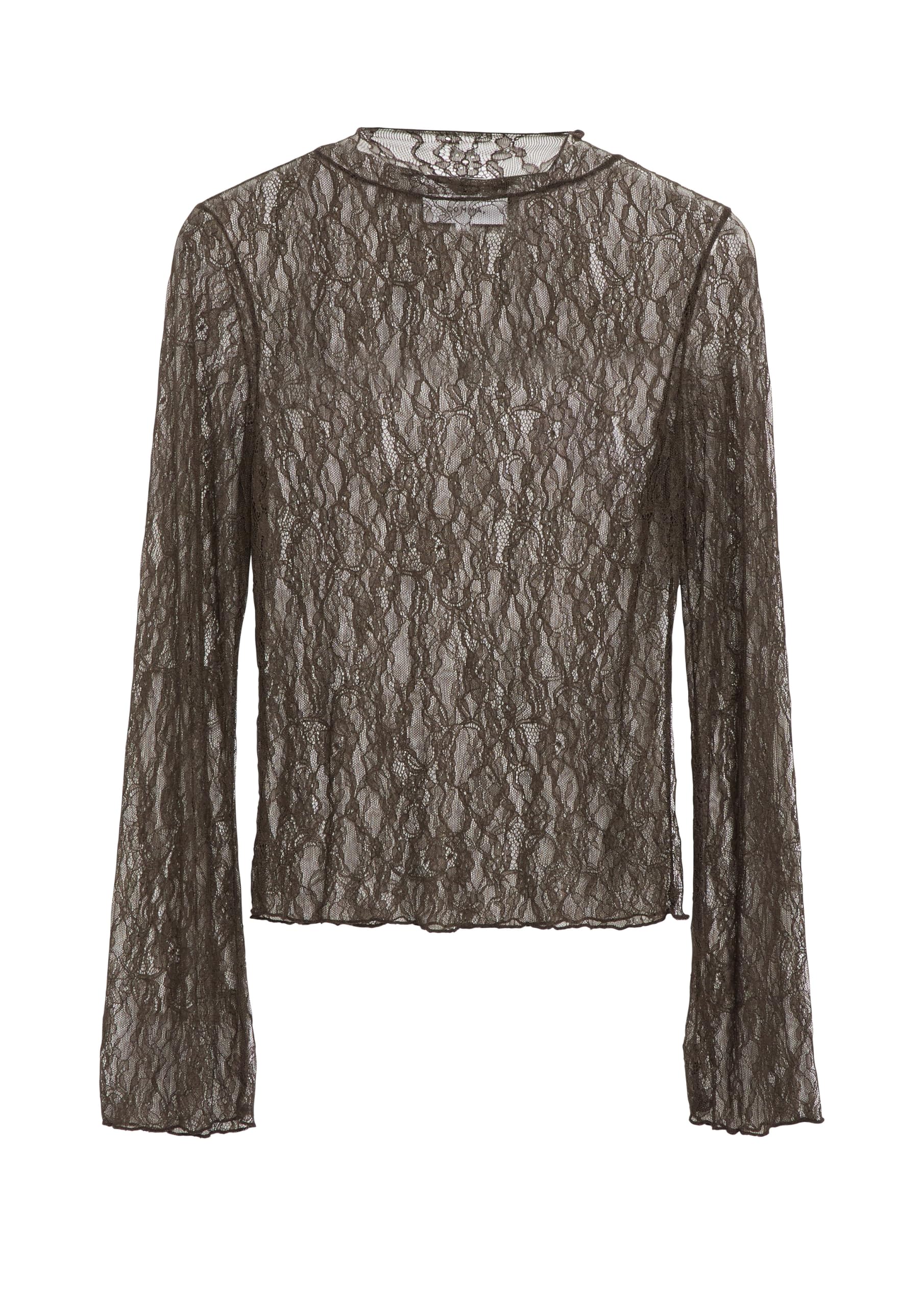 comma-langarm-shirt-slim-fit-dunkelbraun-mit-rollkragen image 3