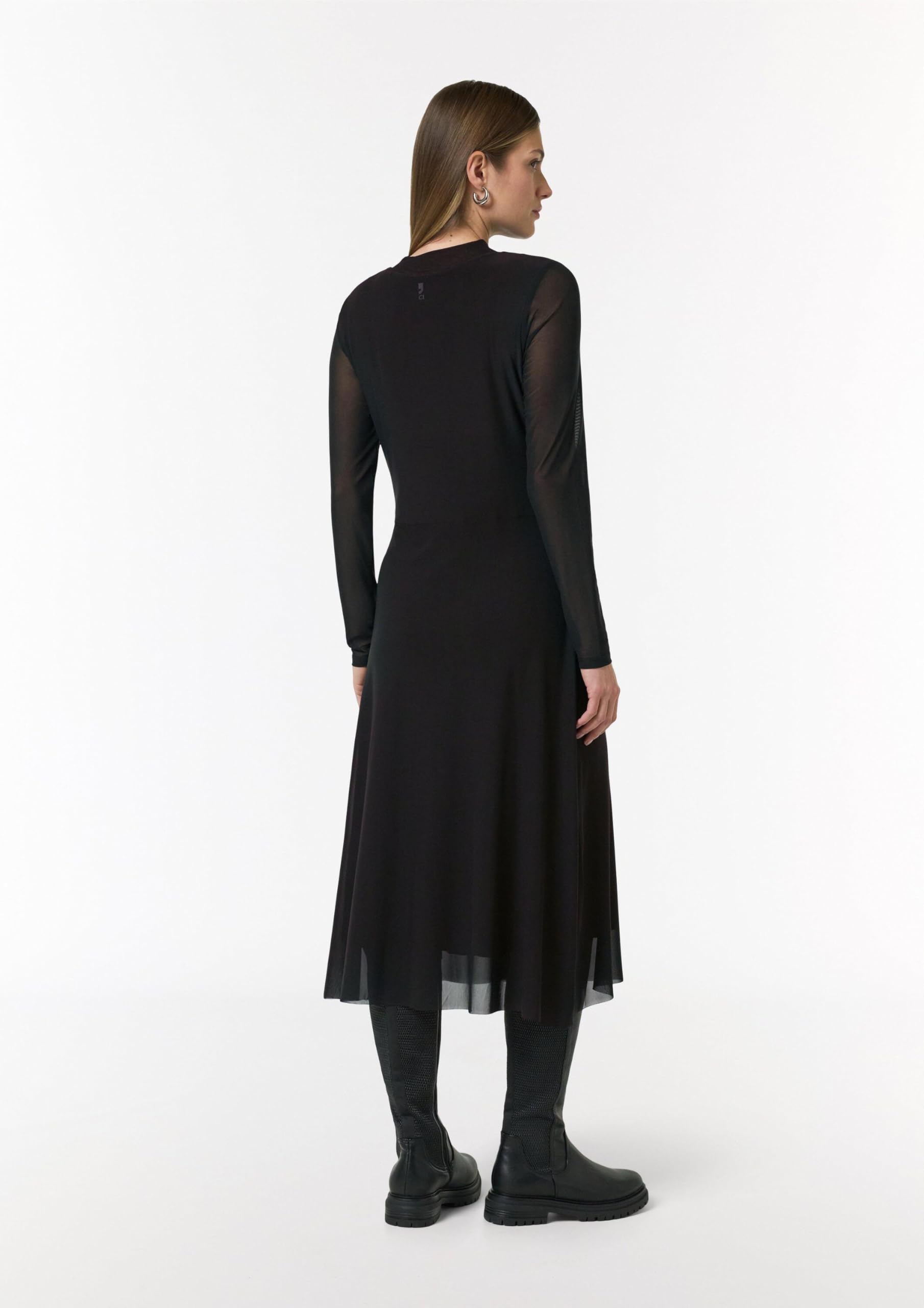 comma-midi-kleid-damen-mesh-stehkragen-schwarz image 7