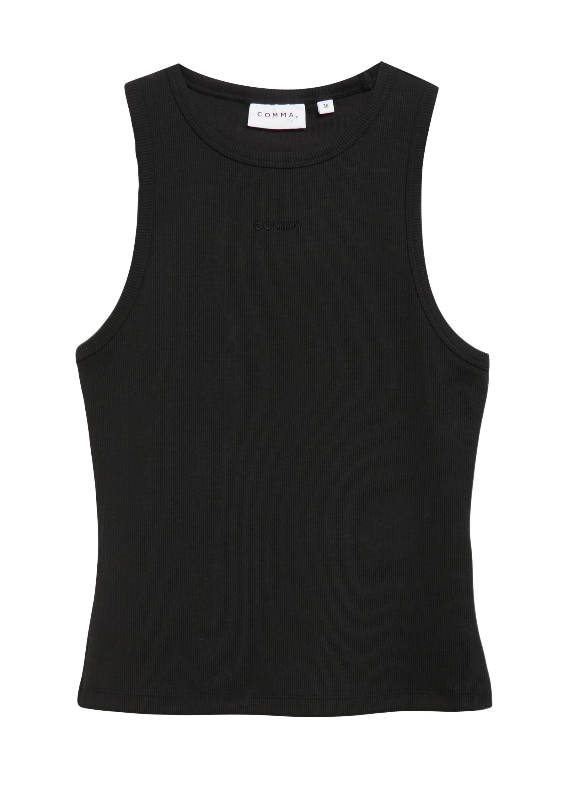comma-tank-top-baumwollripp-top-schwarz-slim-fit-logo-stickerei image 4