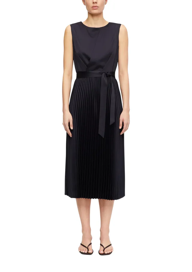 comma-dresses-satin-plissee-midikleid-navy-gr-42 image 1
