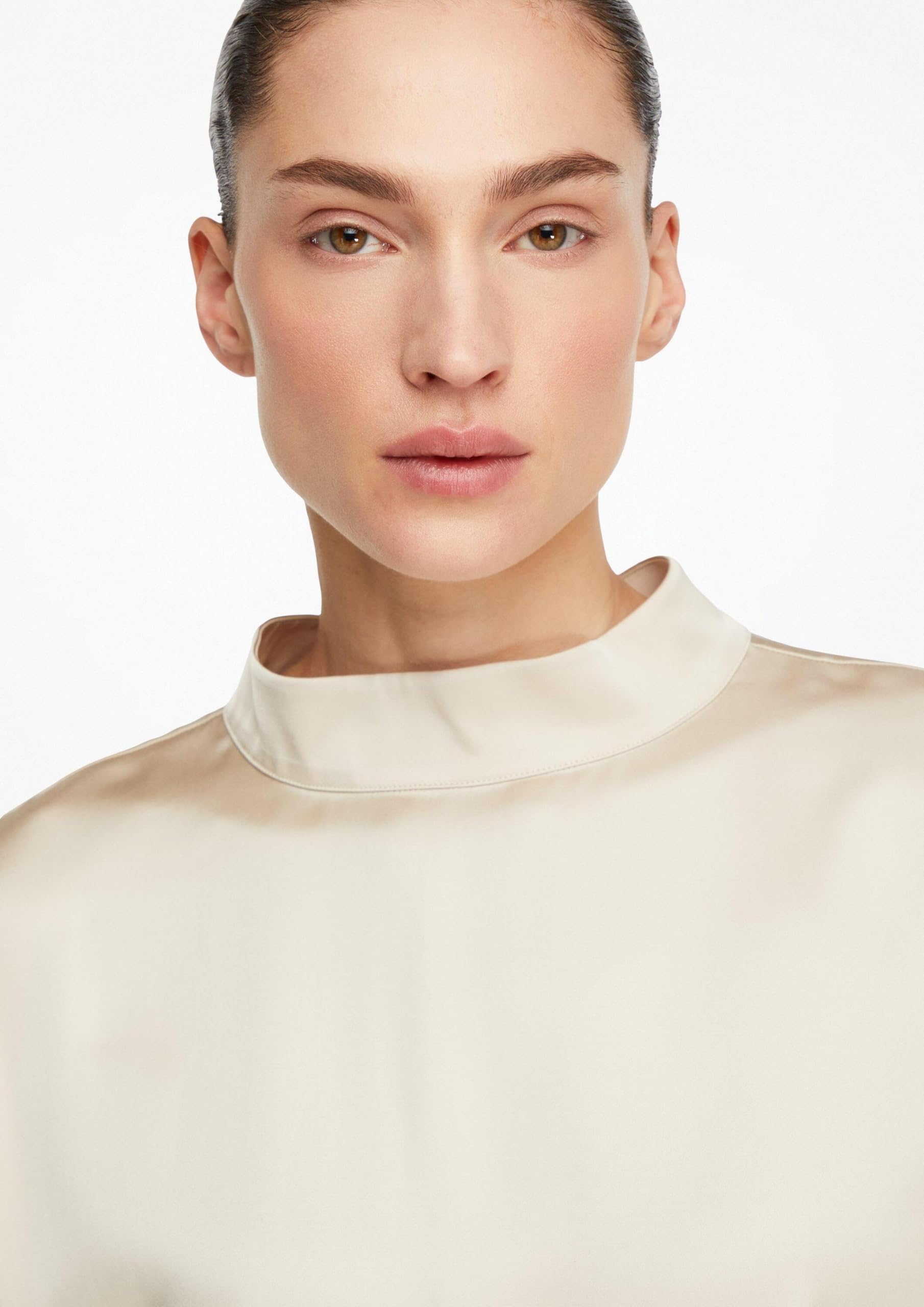 comma-tops-satin-top-gr-40-stehkragen-hellbeige image 4