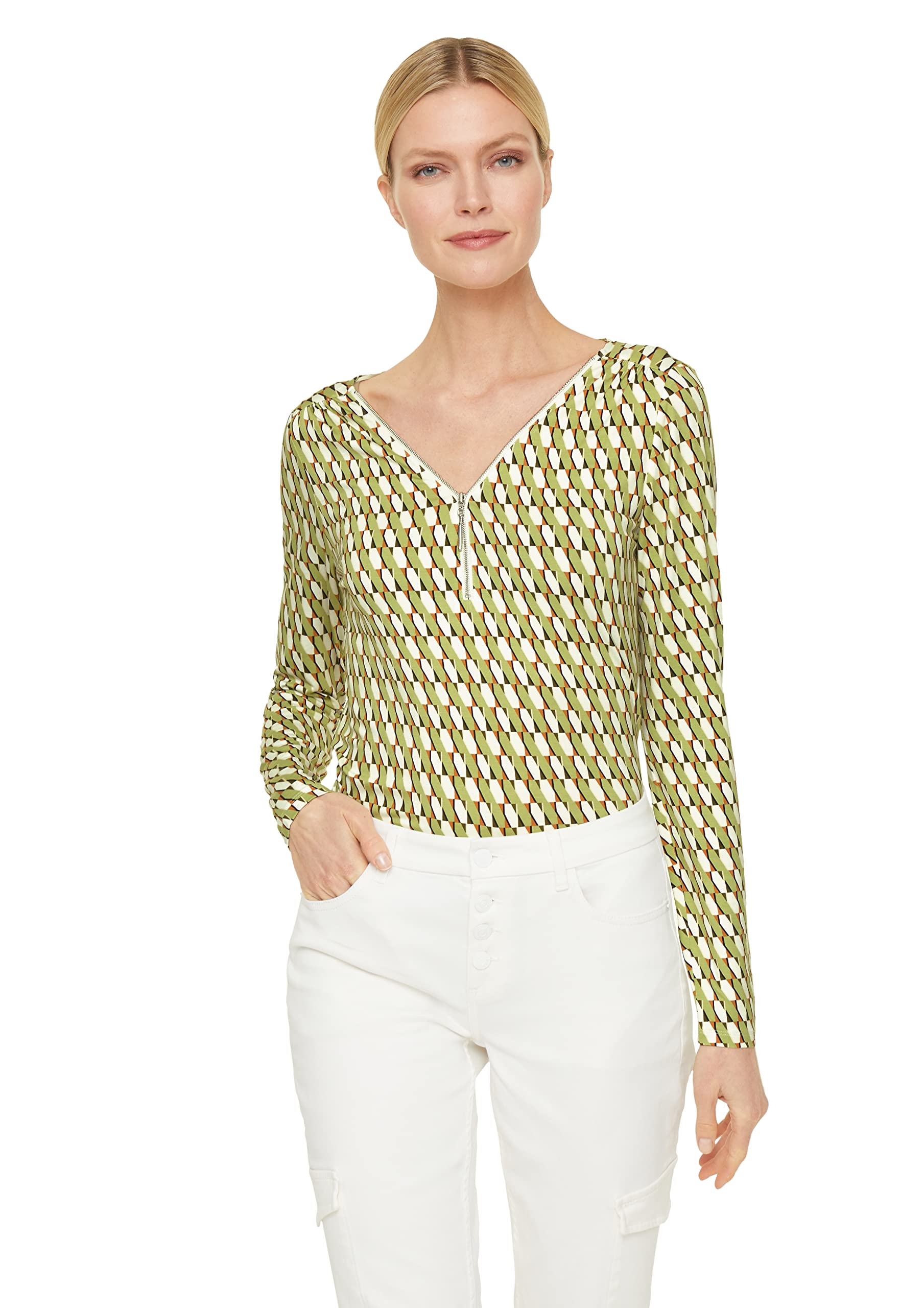 comma-langarm-shirt-gemustert-t-shirt-damen image 3