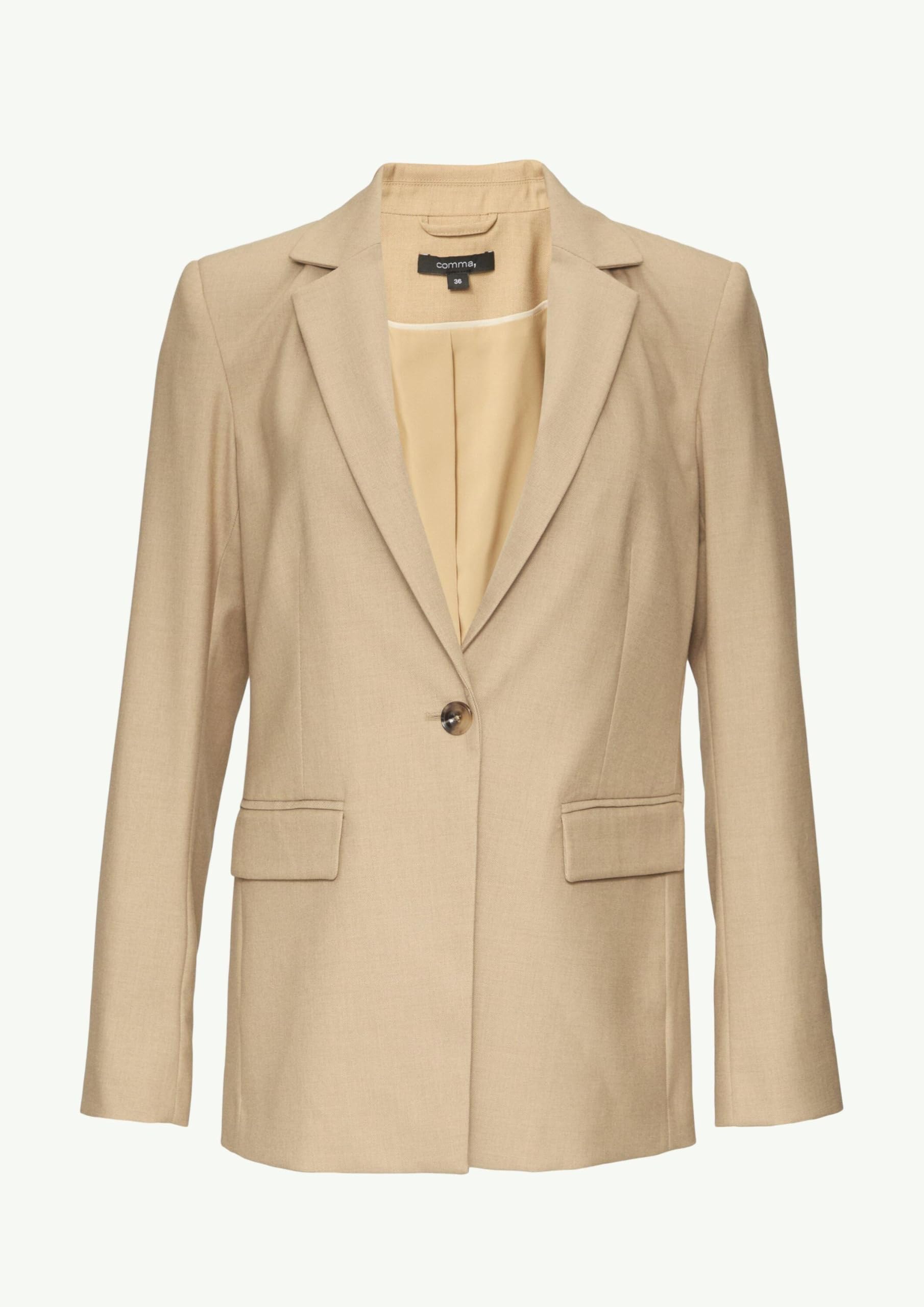 comma-blazer-taillierter-twill-blazer-damen-sandfarben-gr-42 image 3
