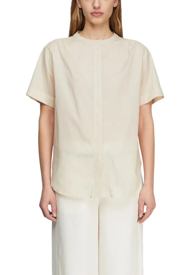 comma-blouses-kurzarm-bluse-baumwolle-stehkragen-damen image 1