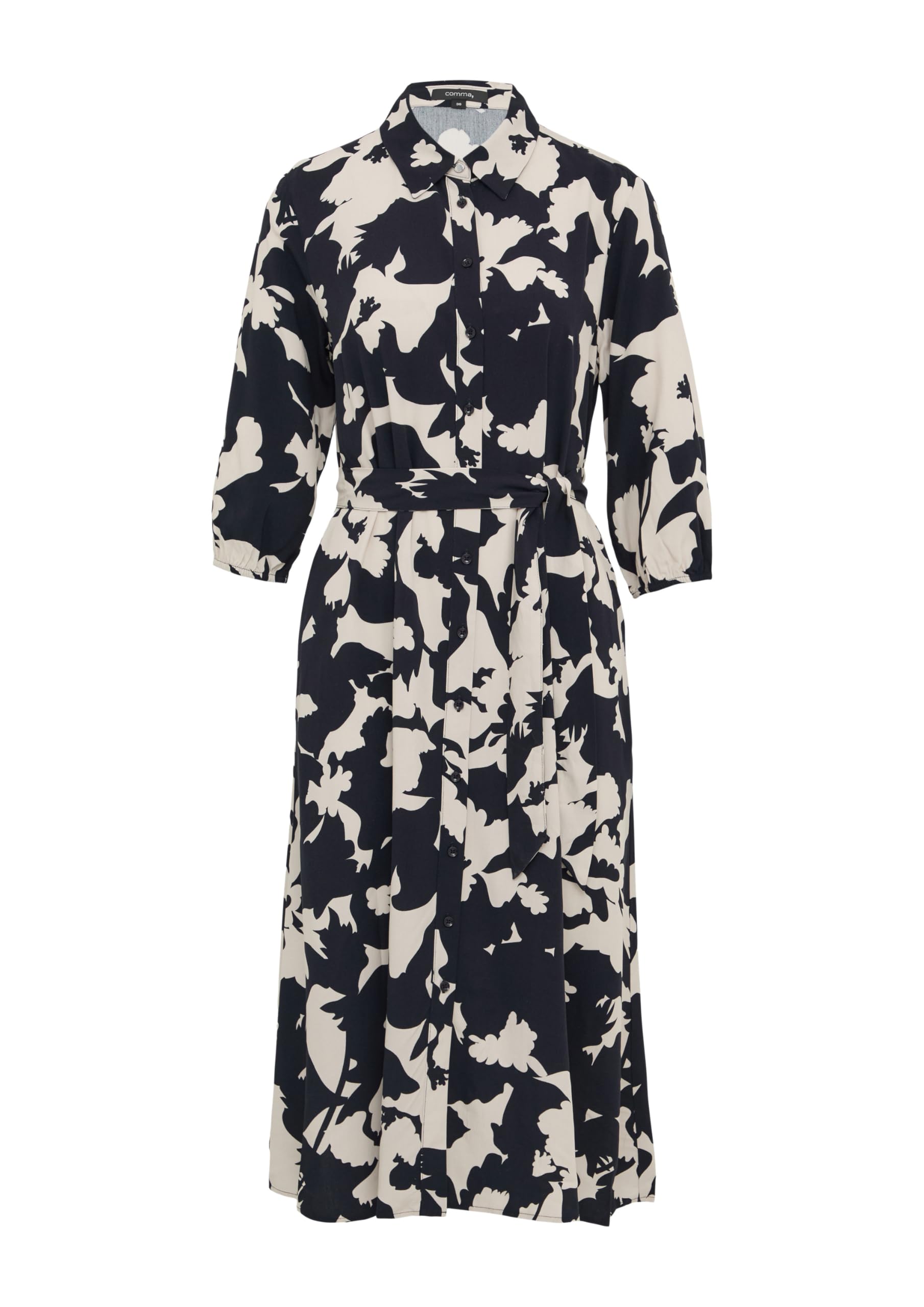 comma-hemdblusenkleid-midi-mit-bindeg-rtel-midikleid image 3