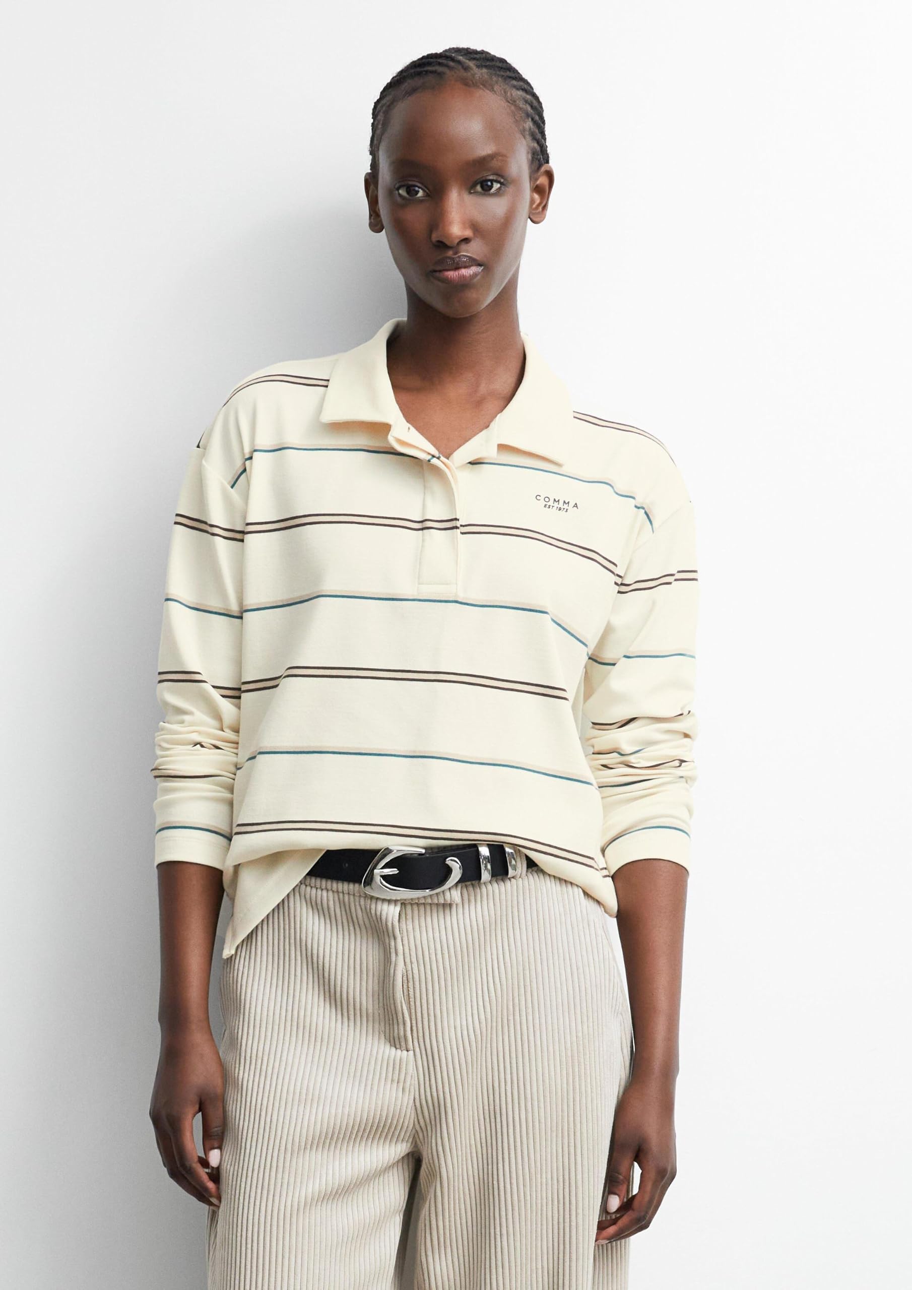 comma-poloshirt-relaxed-fit-jersey-streifen-gr-46 image 6