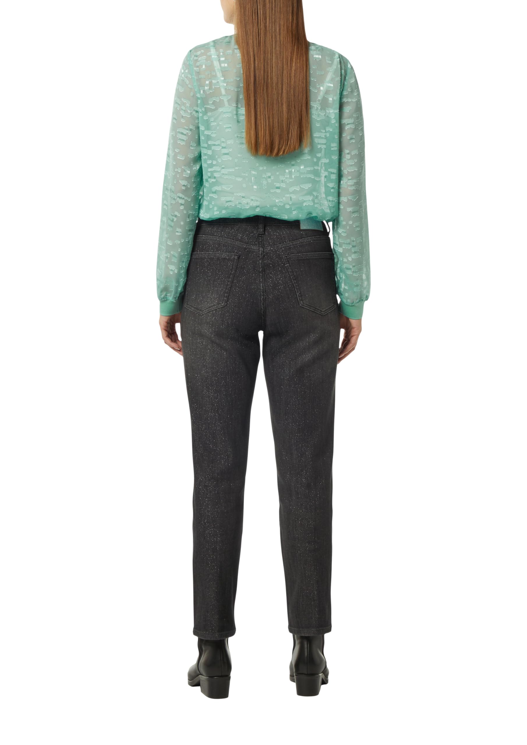 comma-jacquard-bluse-zip-ausschnitt-transparent-minze image 2