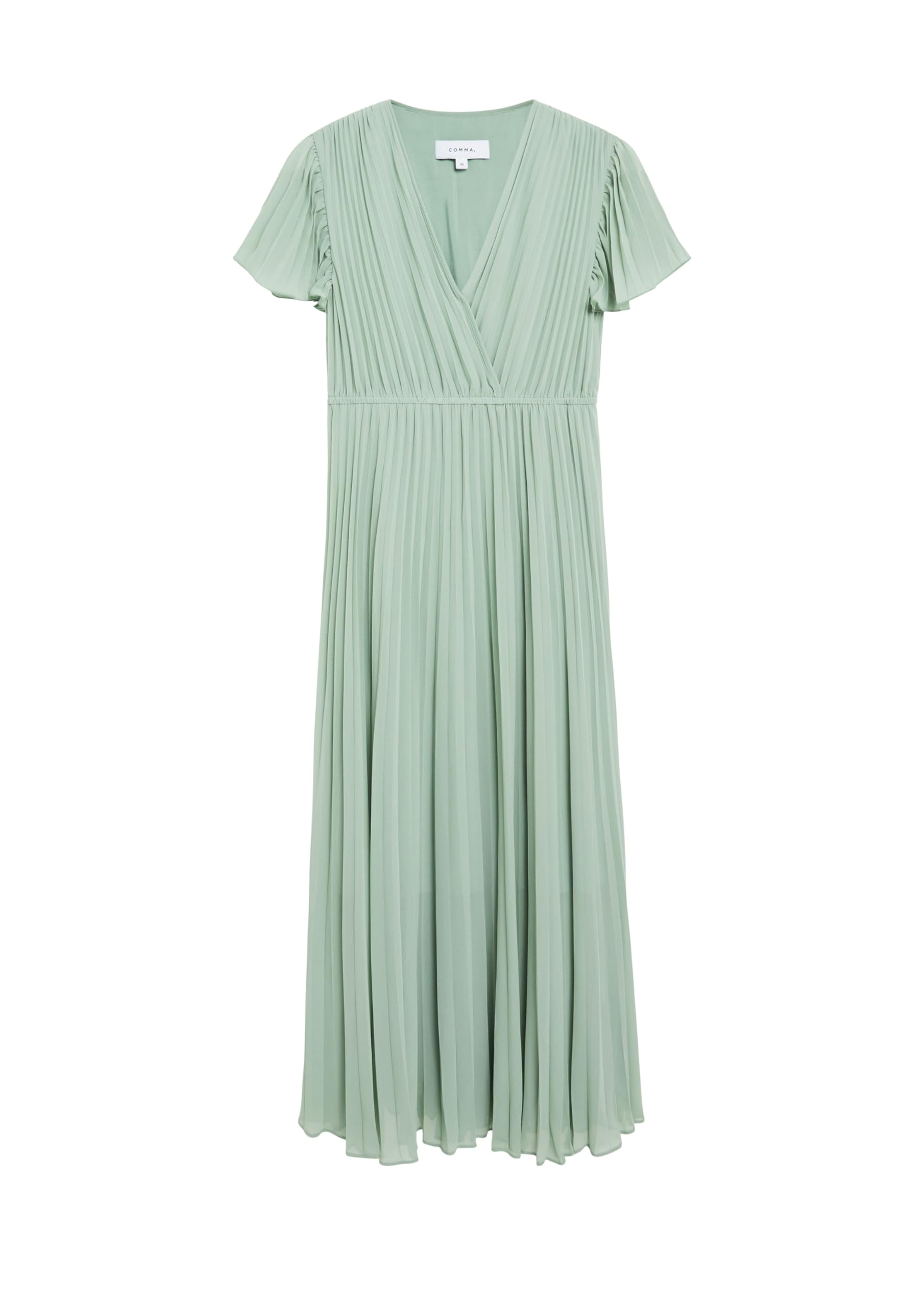 comma-dresses-midikleid-plissee-v-ausschnitt-fl-gelarm image 3