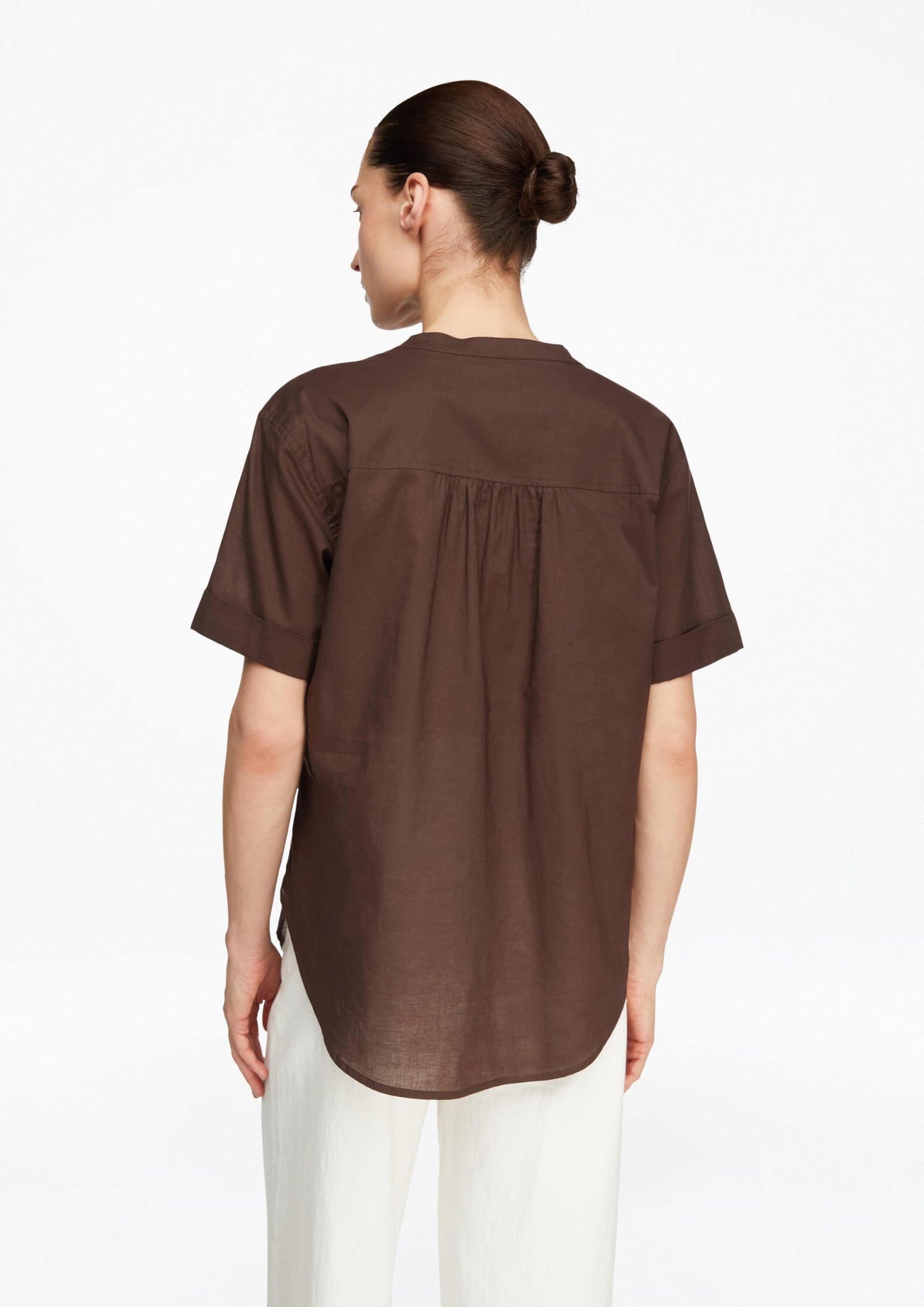 comma-blouses-stehkragen-bluse-kurzarm-baumwolle-damen image 7