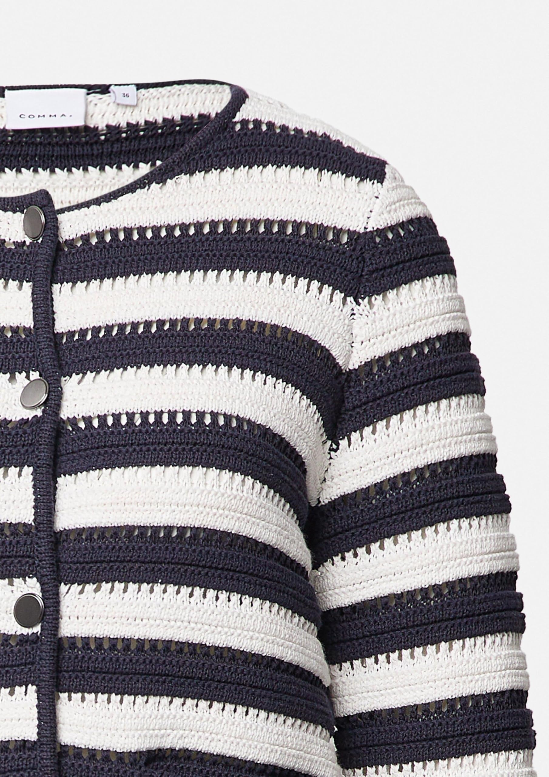 comma-strickjacke-2168921-damen-schiefergrau-cardigan-gestreift image 7