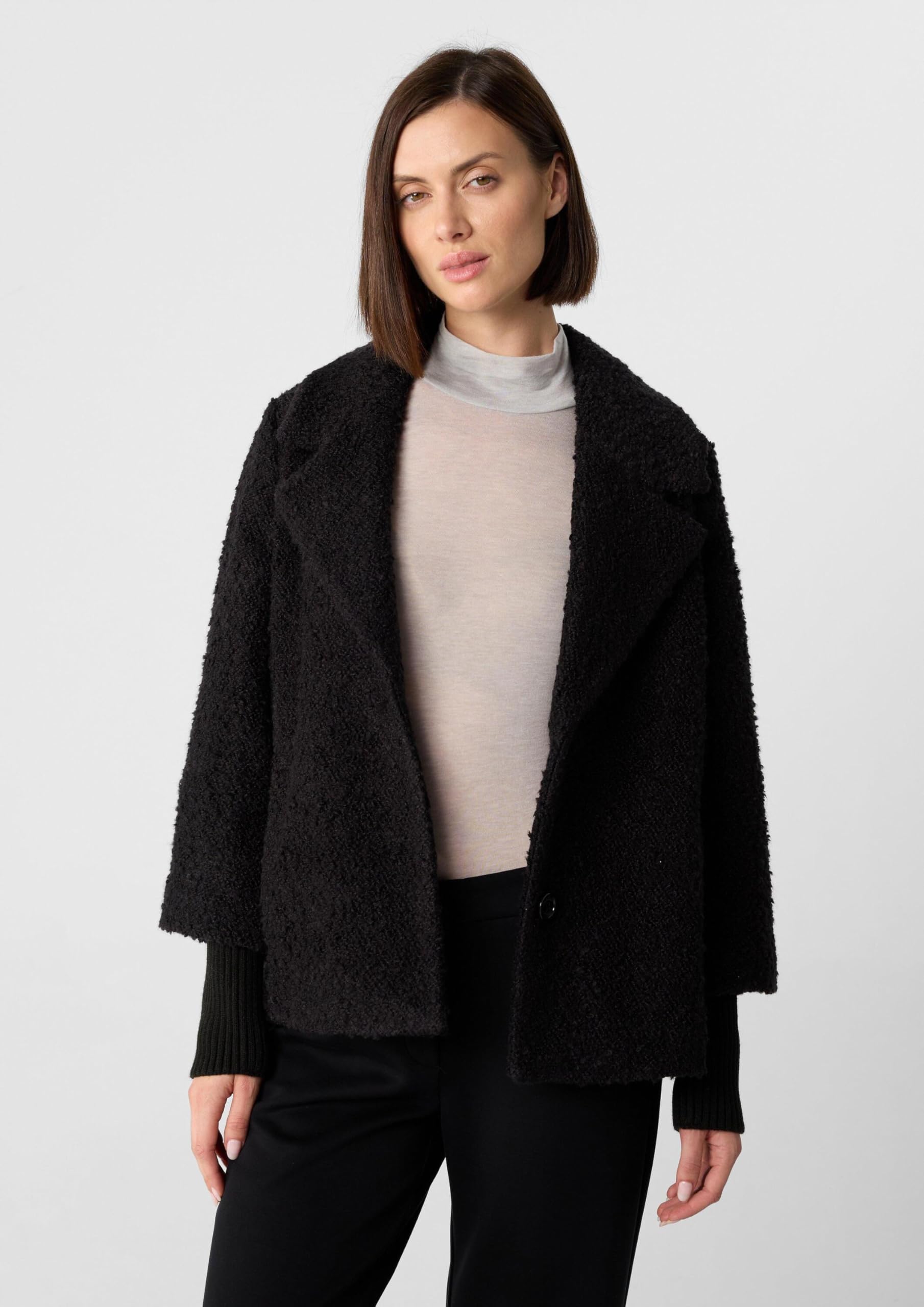 comma-boucl-jacke-kurz-damen-gr-44-mit-rippb-ndchen image 5