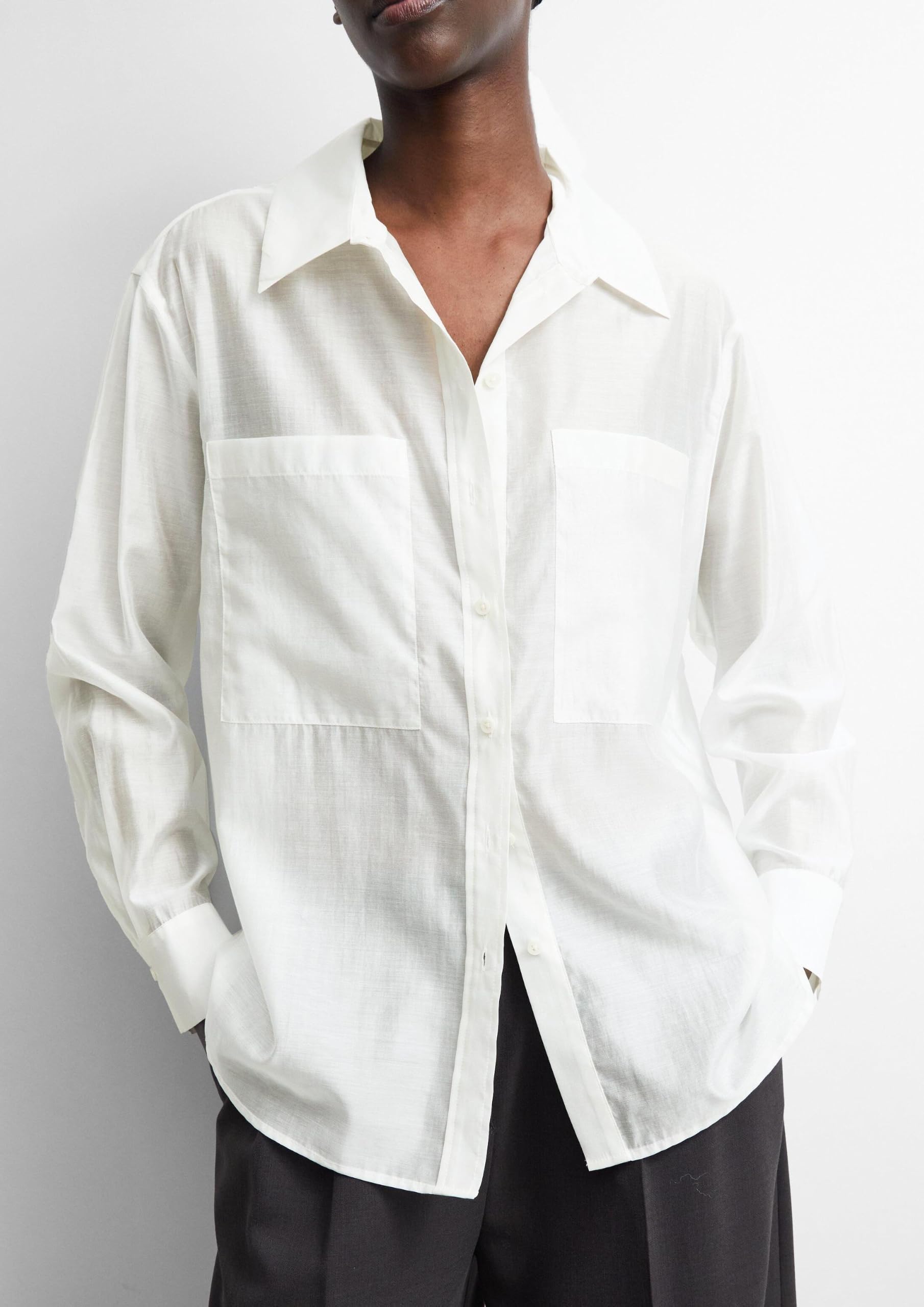 comma-bluse-voile-hemdkragen-langarm-gr-36-semi-transparent image 3