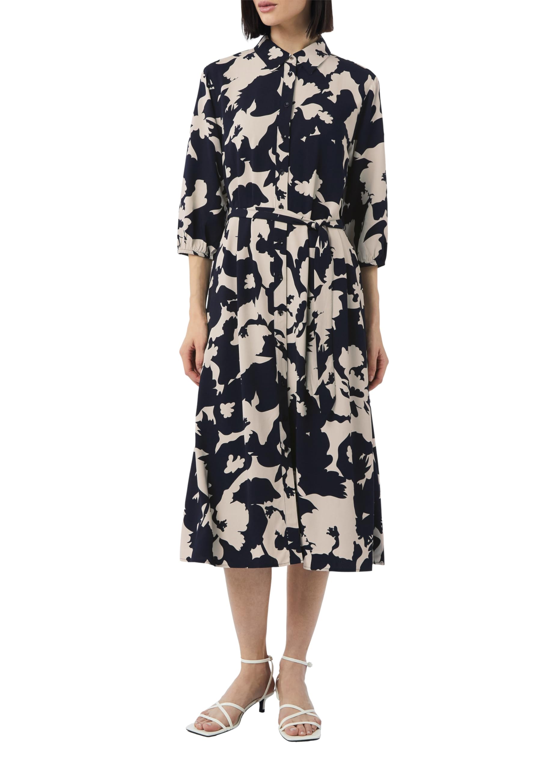 comma-hemdblusenkleid-midi-mit-bindeg-rtel-midikleid image 1