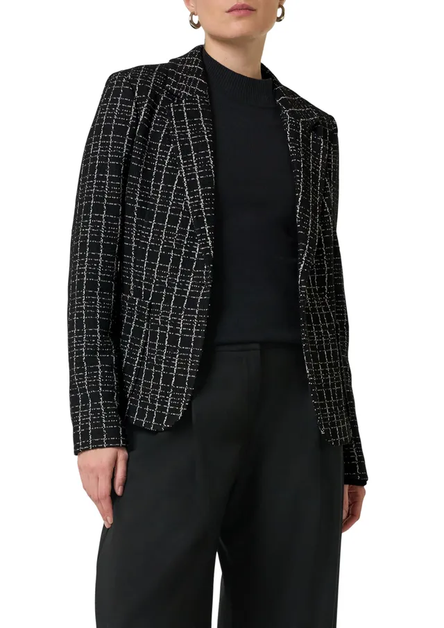 comma-blazer-2158129-gr-e-38-schwarz-kariert-boucle image 1