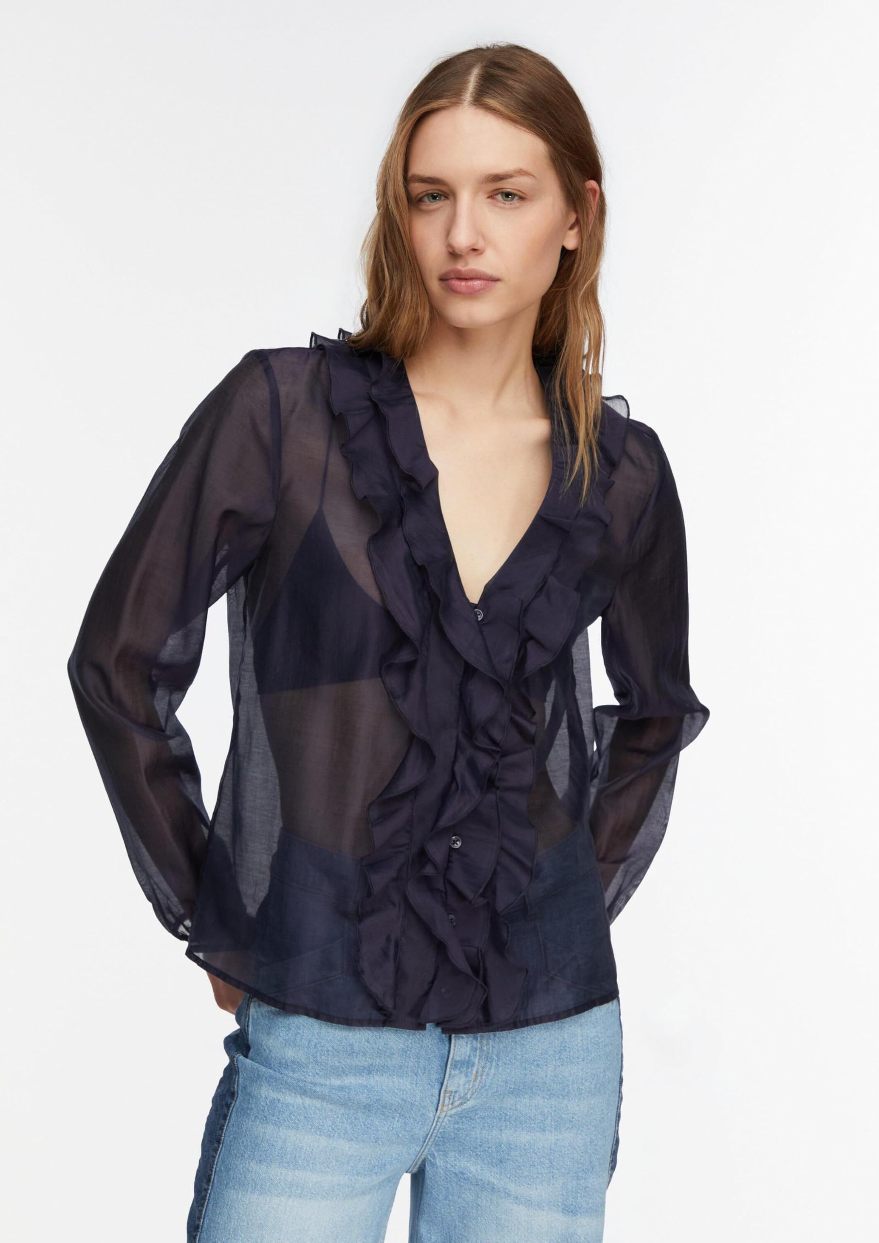 comma-lyocell-bluse-v-ausschnitt-gr-40-navy image 7