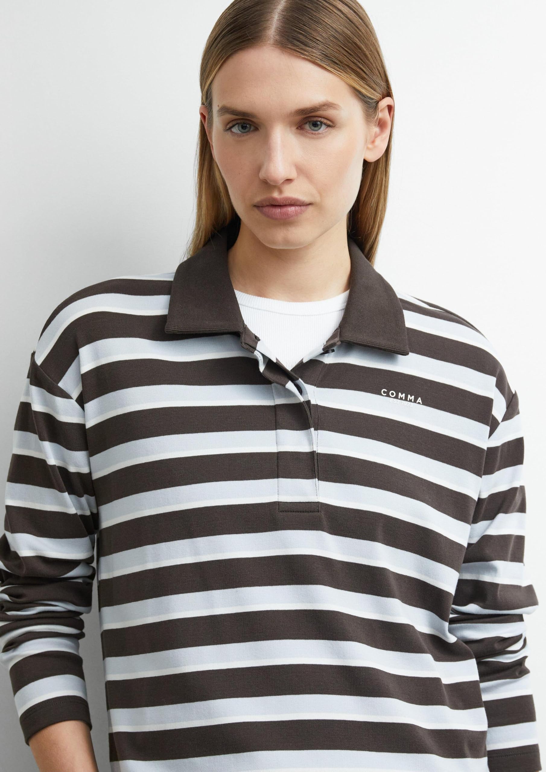 comma-tops-poloshirt-langarm-relaxed-fit-gr-38-mit-logo image 3