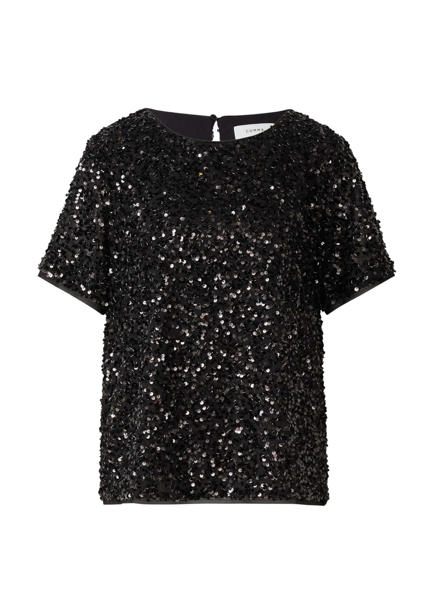 comma-blusenshirt-pailletten-kurzarm-anthrazit image 3