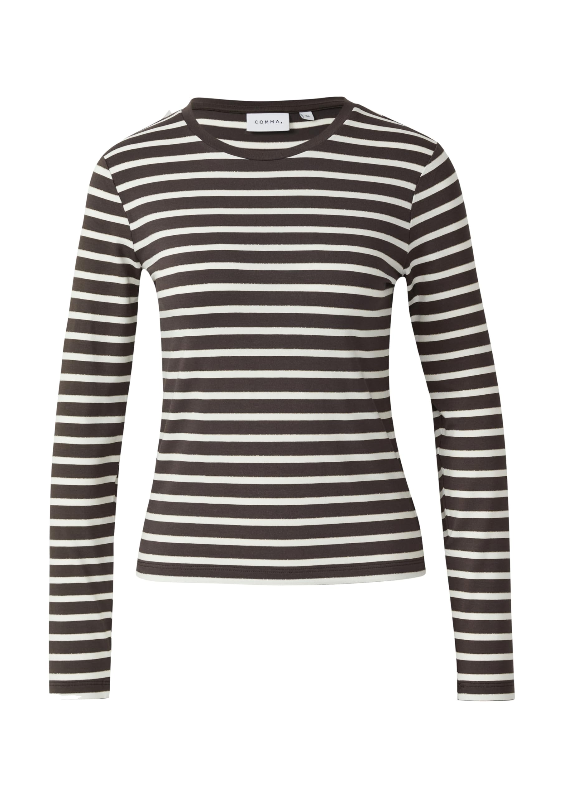 comma-longsleeve-gestreift-damen-gr-44-beige-glitzergarn image 3