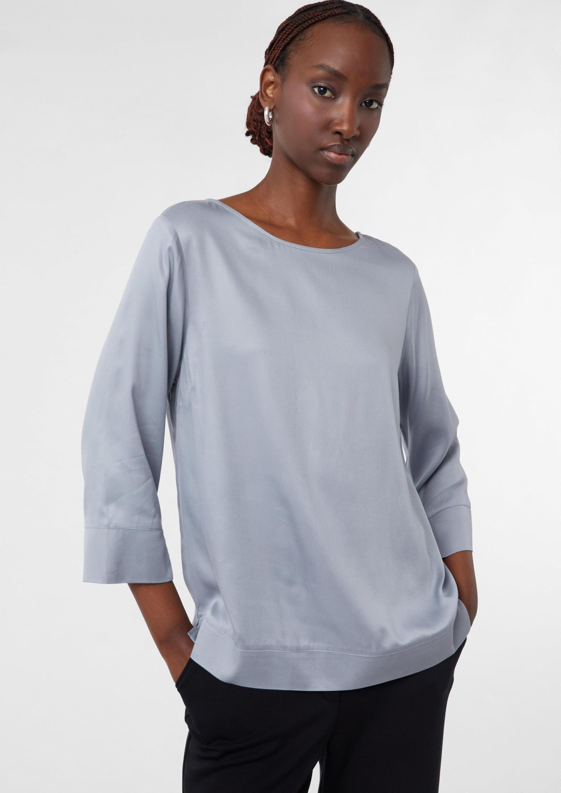 comma-viskosebluse-3-4-arm-bluse-blau-gr-36-schlitz image 3