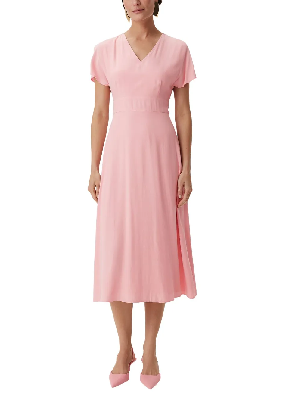 comma-midi-kleid-satin-rosa-orange-damen-kleid image 1