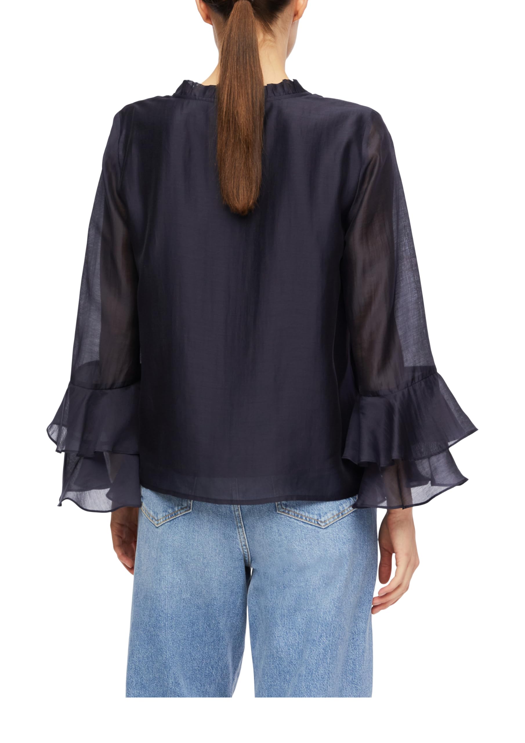 comma-blouses-lyocell-bluse-gr-e-34-navy-volant-rmel image 2