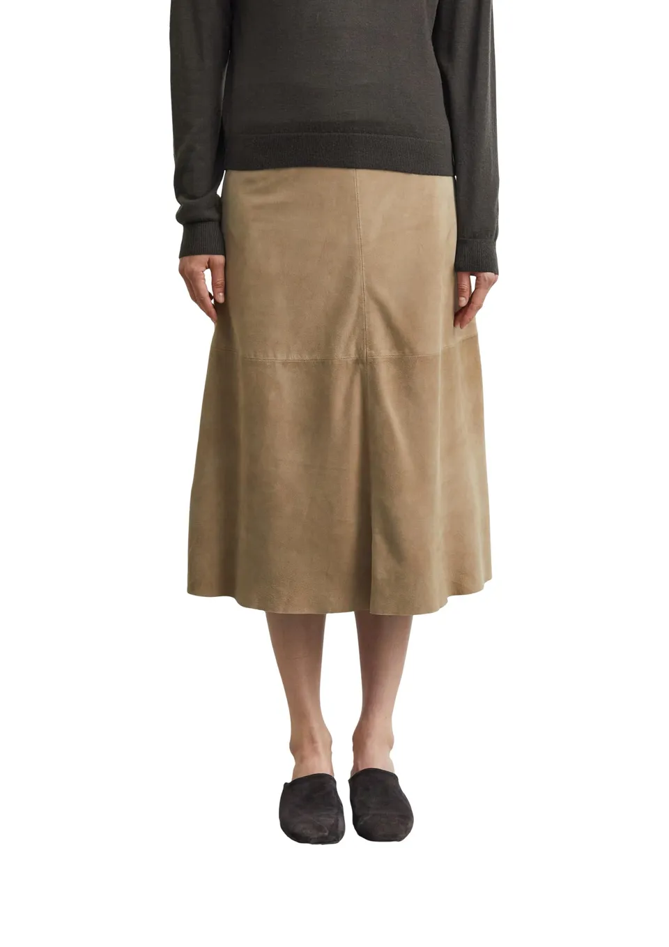 comma-skirts-rock-veloursleder-midi-ausgestellt image 1