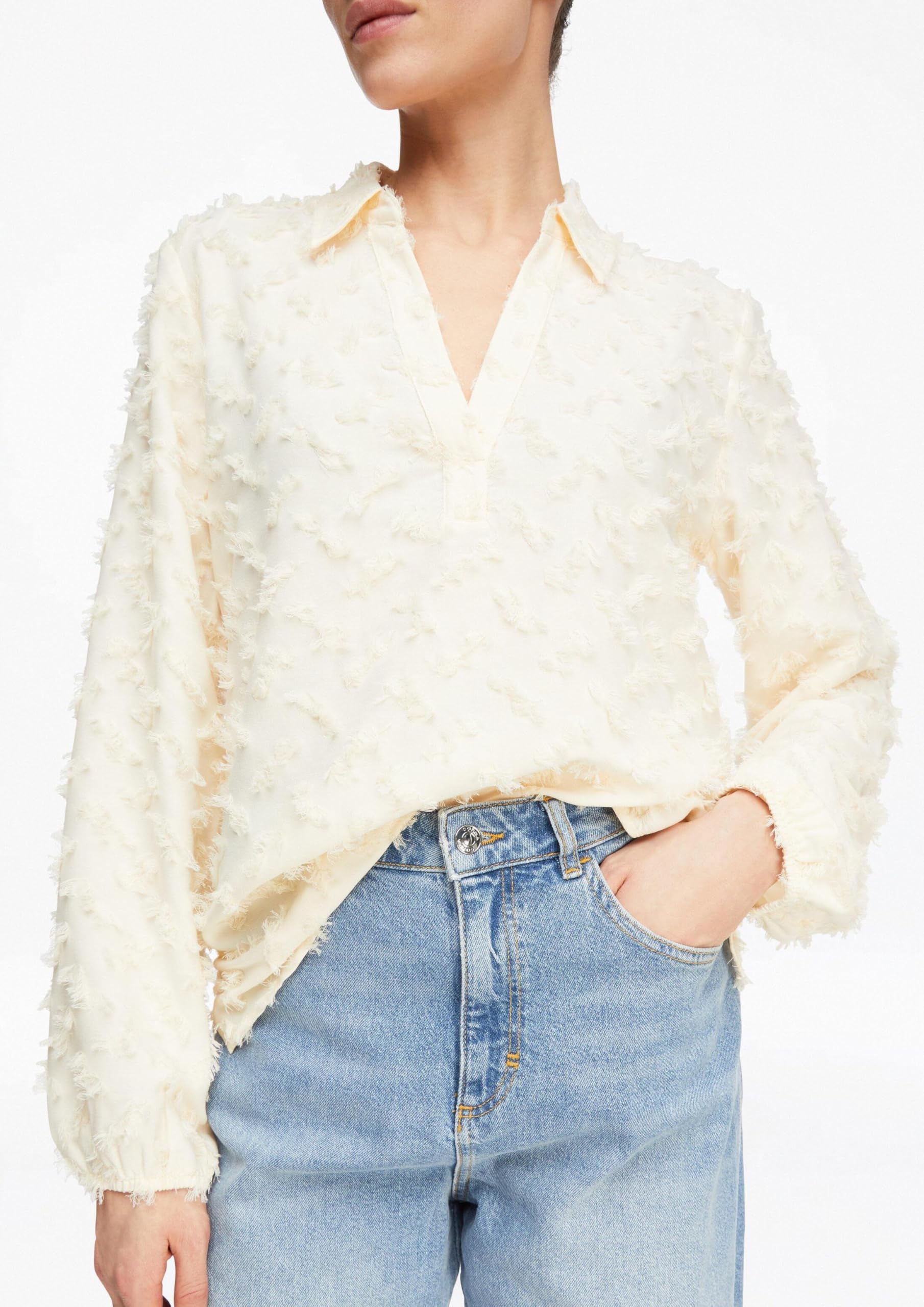 comma-jacquard-bluse-mit-3-d-struktur-bluse-46-hemdkragen image 5