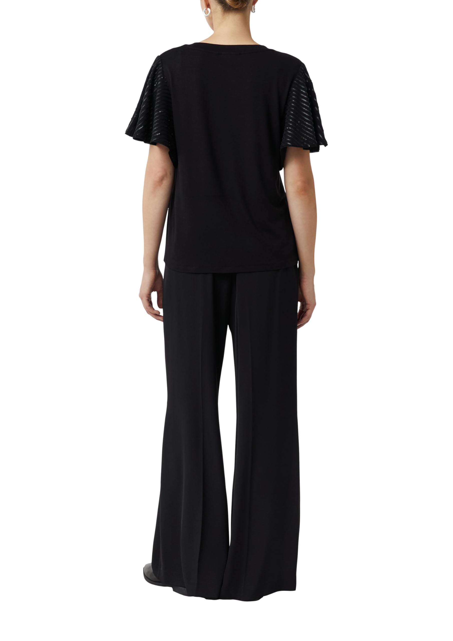 comma-t-shirt-mit-pailletten-volant-rmeln-damen-gr-e-36 image 2