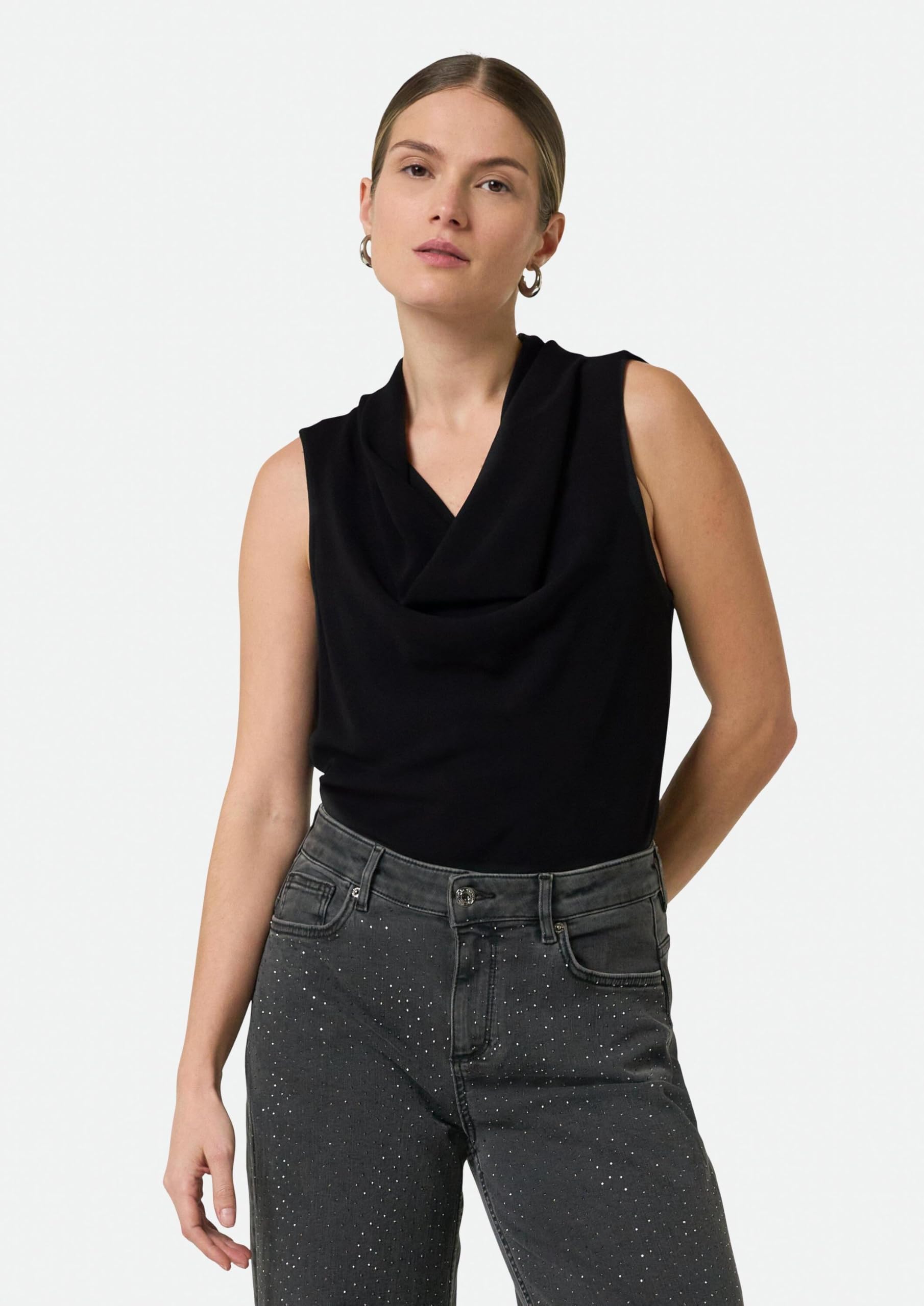 comma-top-mit-wasserfallkragen-shirt-gr-e-42-schwarz image 6